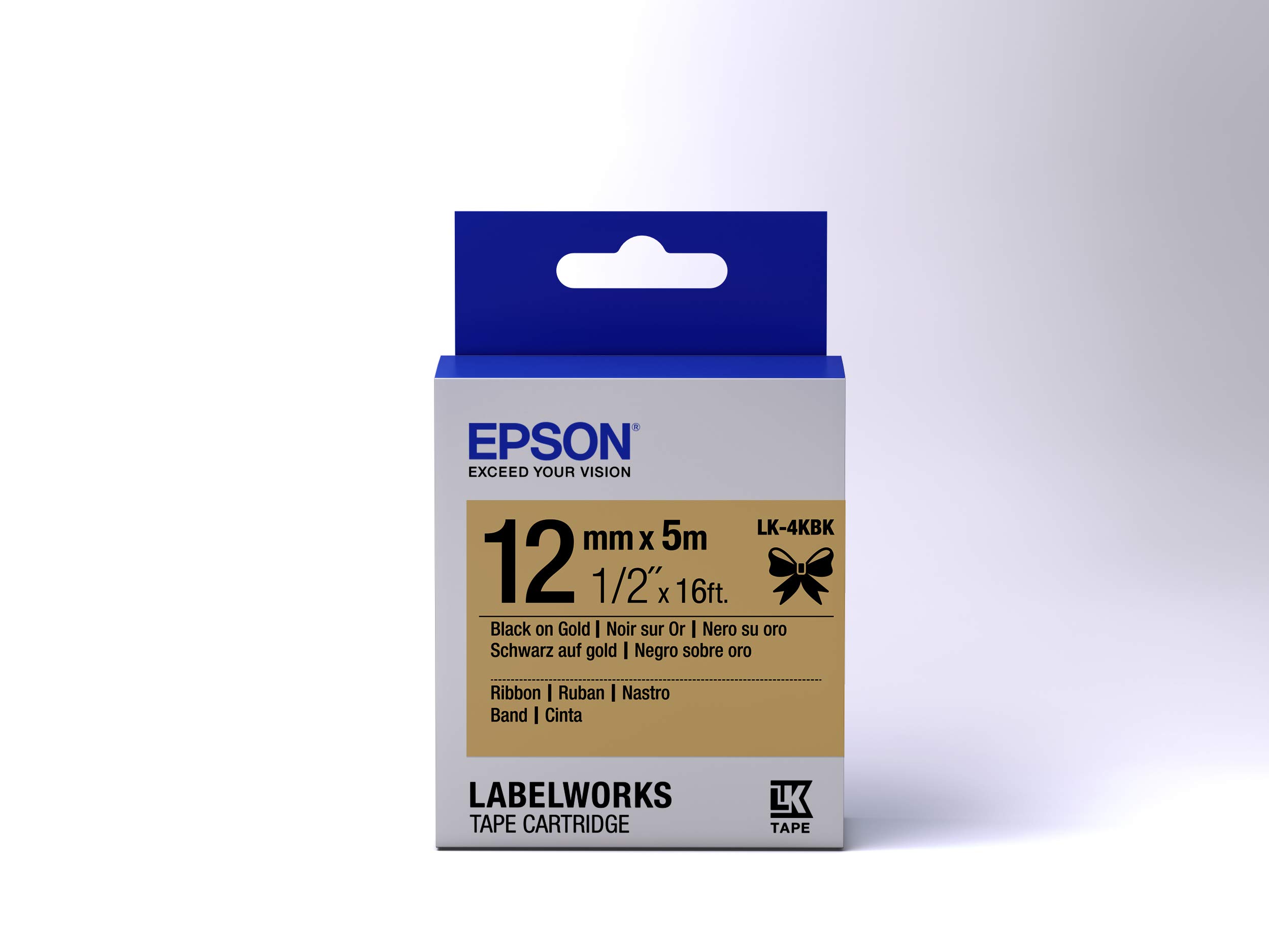 Epson LK-4KBK C53S654001, Satinband, Schwarz/Gold, 5m Schriftband