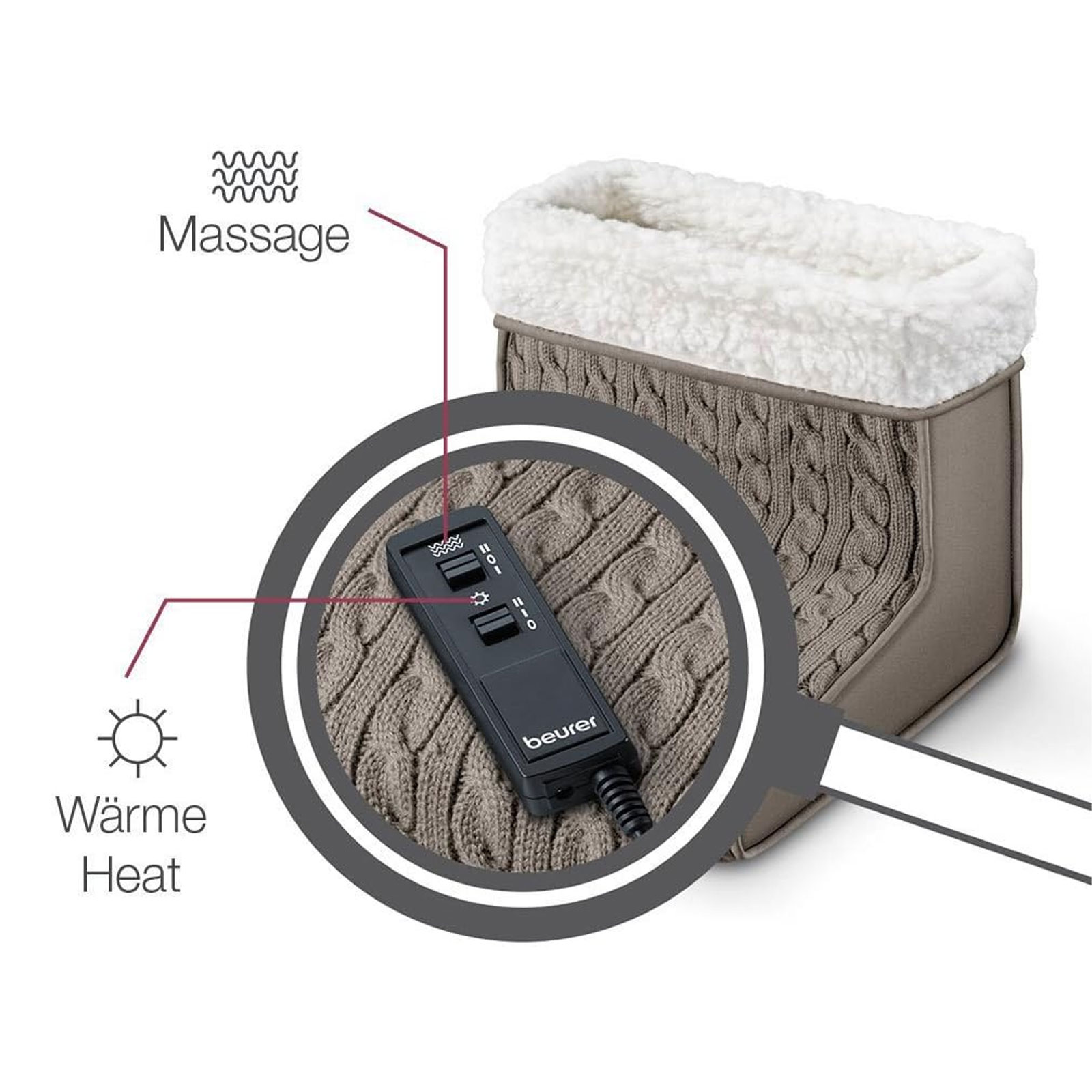 Beurer FWM 45 Elektrischer Fußwärmer mit Massage-, Wärme- und Entspannungsfunktion