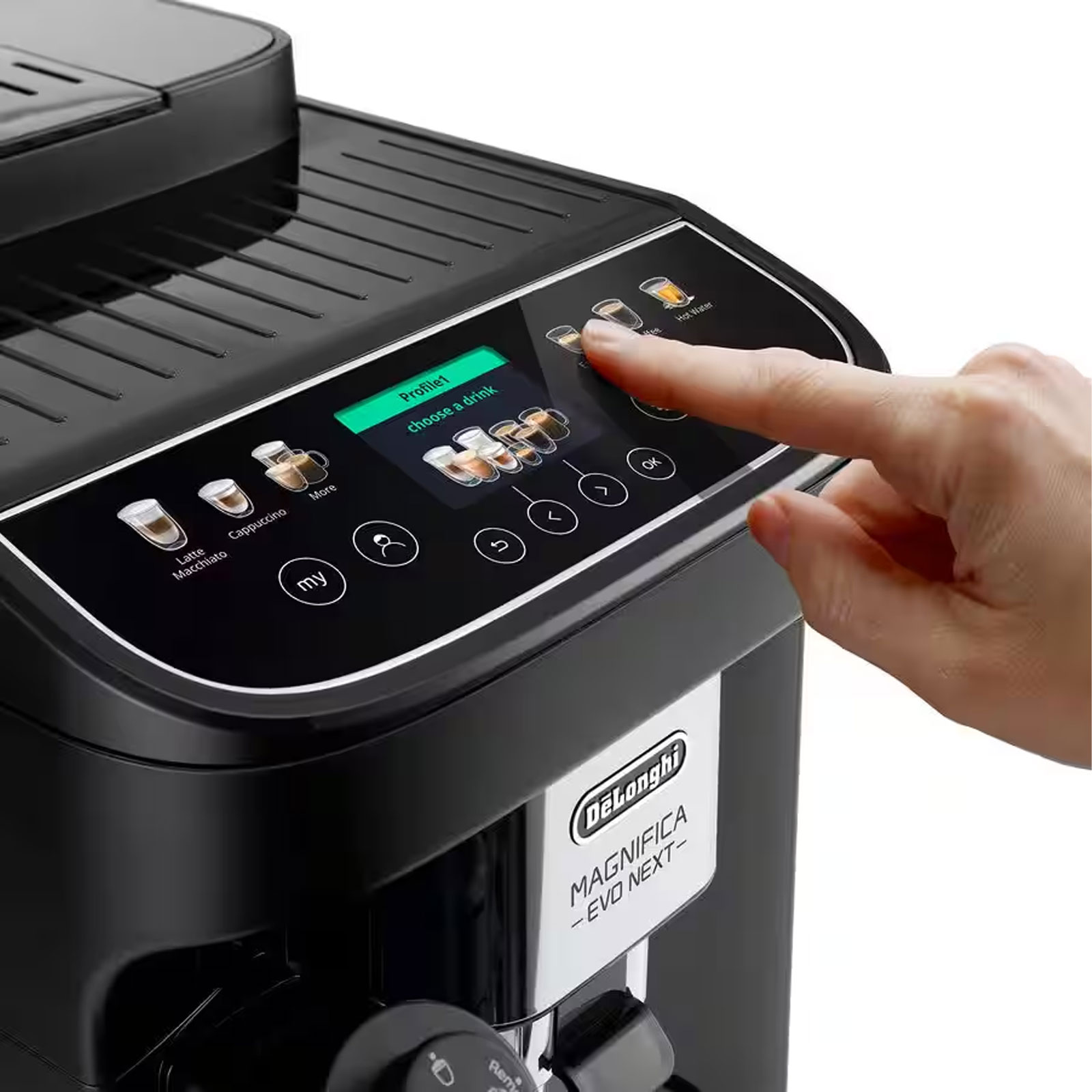 De'Longhi ECAM 310.60.B Magnifica EVO Next Kaffeevollautomat (OneTouch, schwarz, TFT-Farbdisplay, 250 g Bohnenbehälter, 1,9 l Wassertank, Milchbehälter)