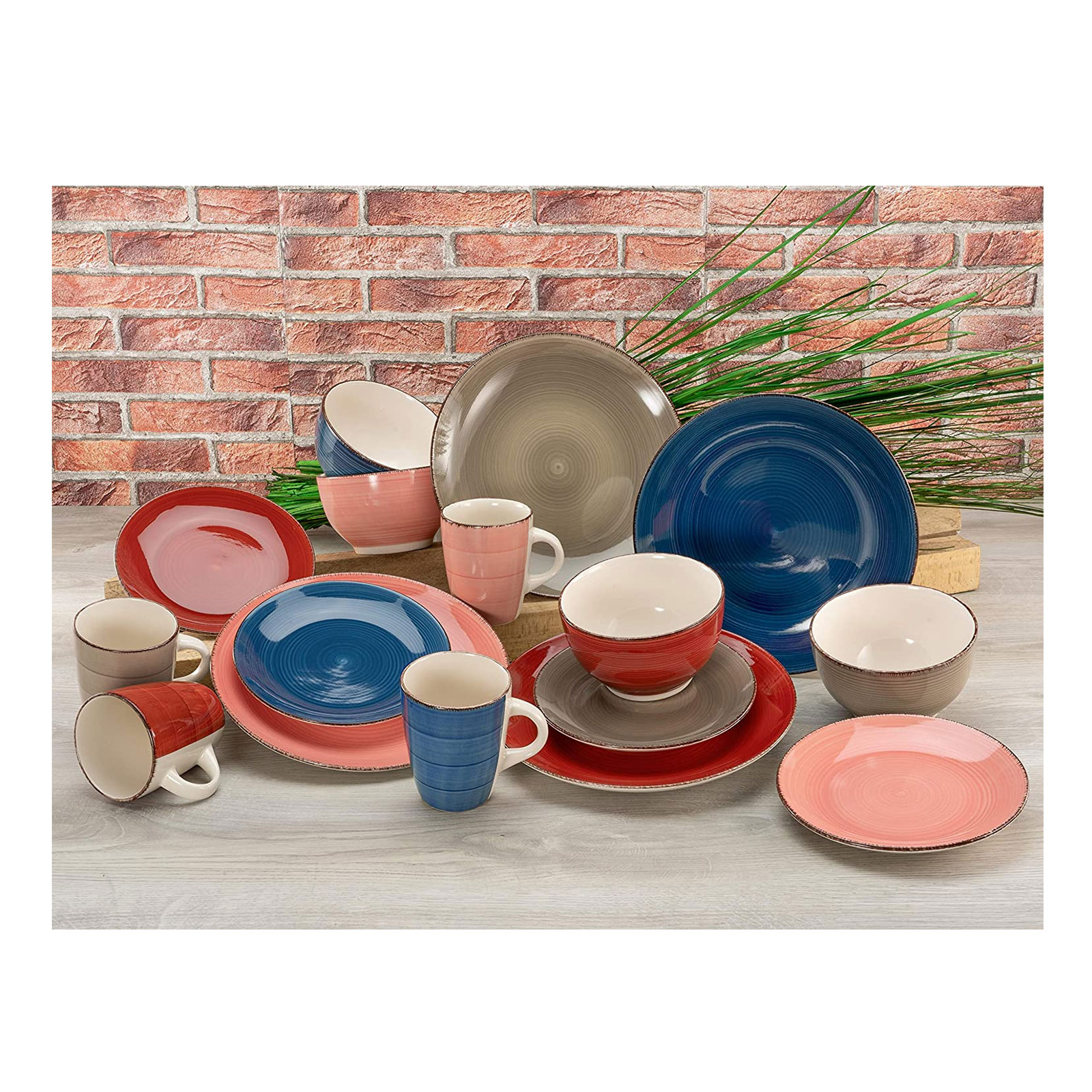 Creatable, 22855, Serie Bella Casa COTTAGE, Geschirrset, Kombiservice 16 teilig, Steinzeug