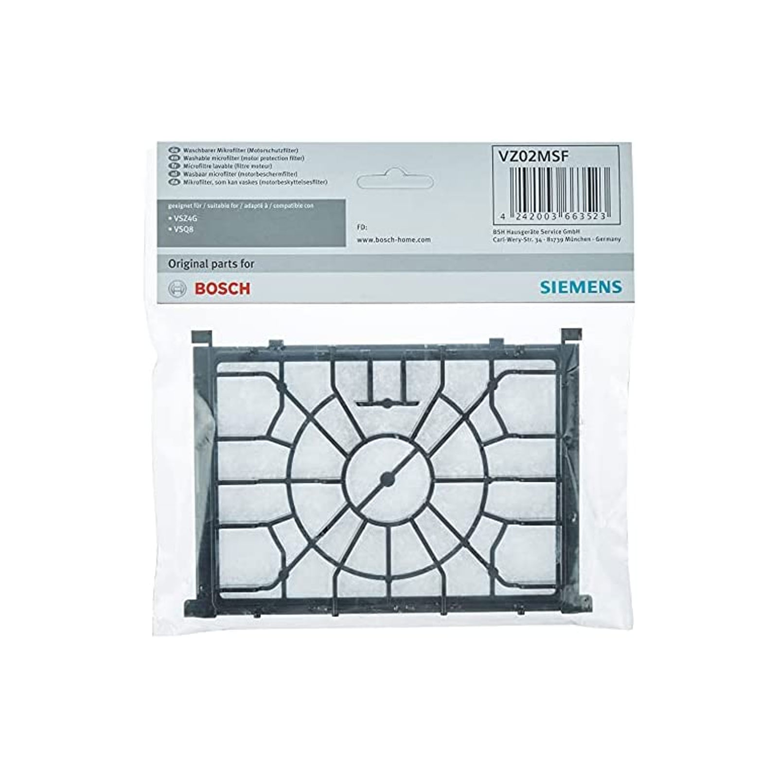 Siemens VZ02MSF Motorschutzfilter für VSZ4G VSQ8