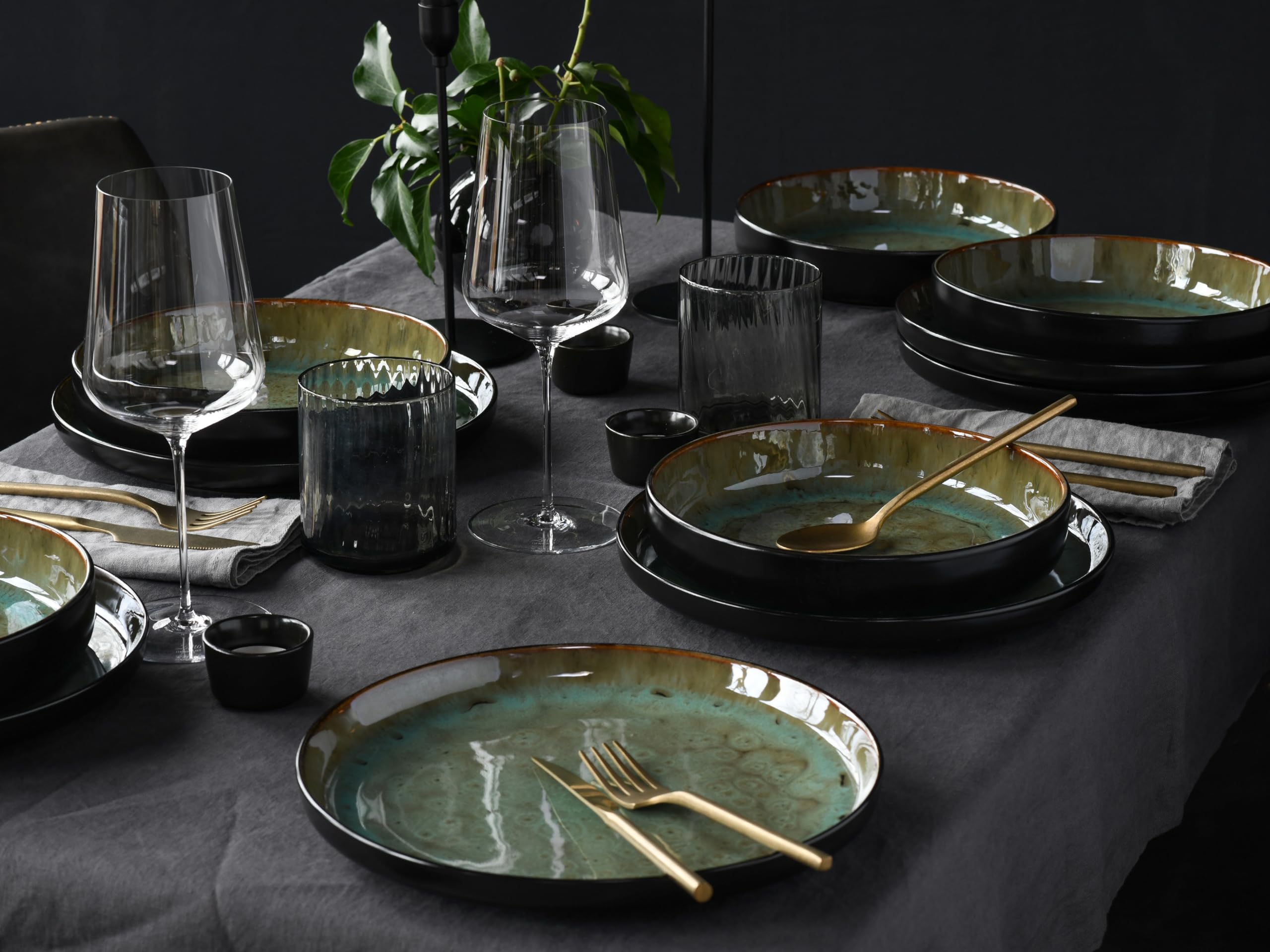 CreaTable 20166 Kombiservice Serie Nordic Fjord Green 16-tlg. 4 Personen