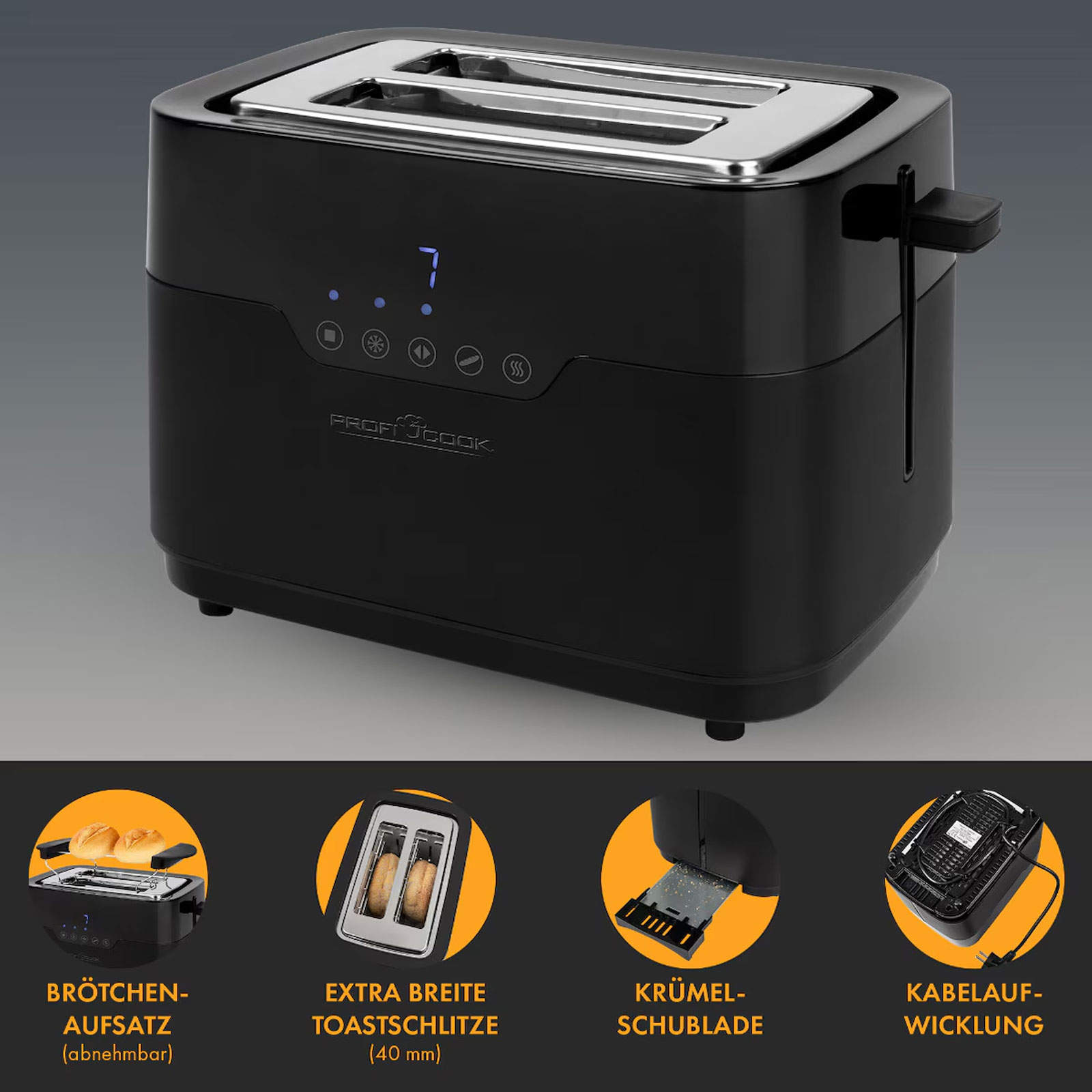 PRO PC-TA 1244 TOASTER SCHWARZ