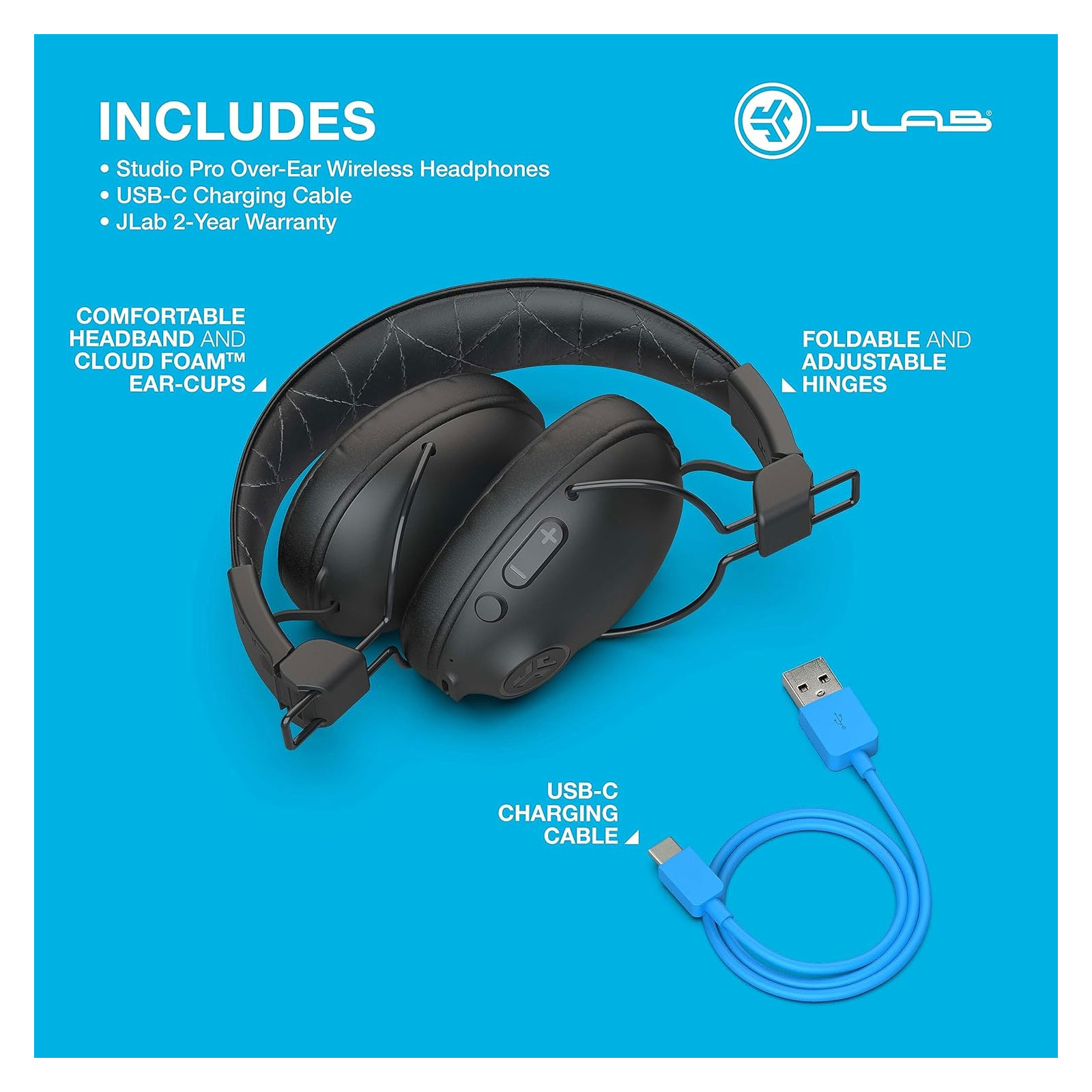 JLab Studio Pro Wireless Over-Ear Bluetooth Kopfhörer Schwarz JLab Studio Pro Wireless Over-Ear Bluetooth Kopfhörer Schwarz