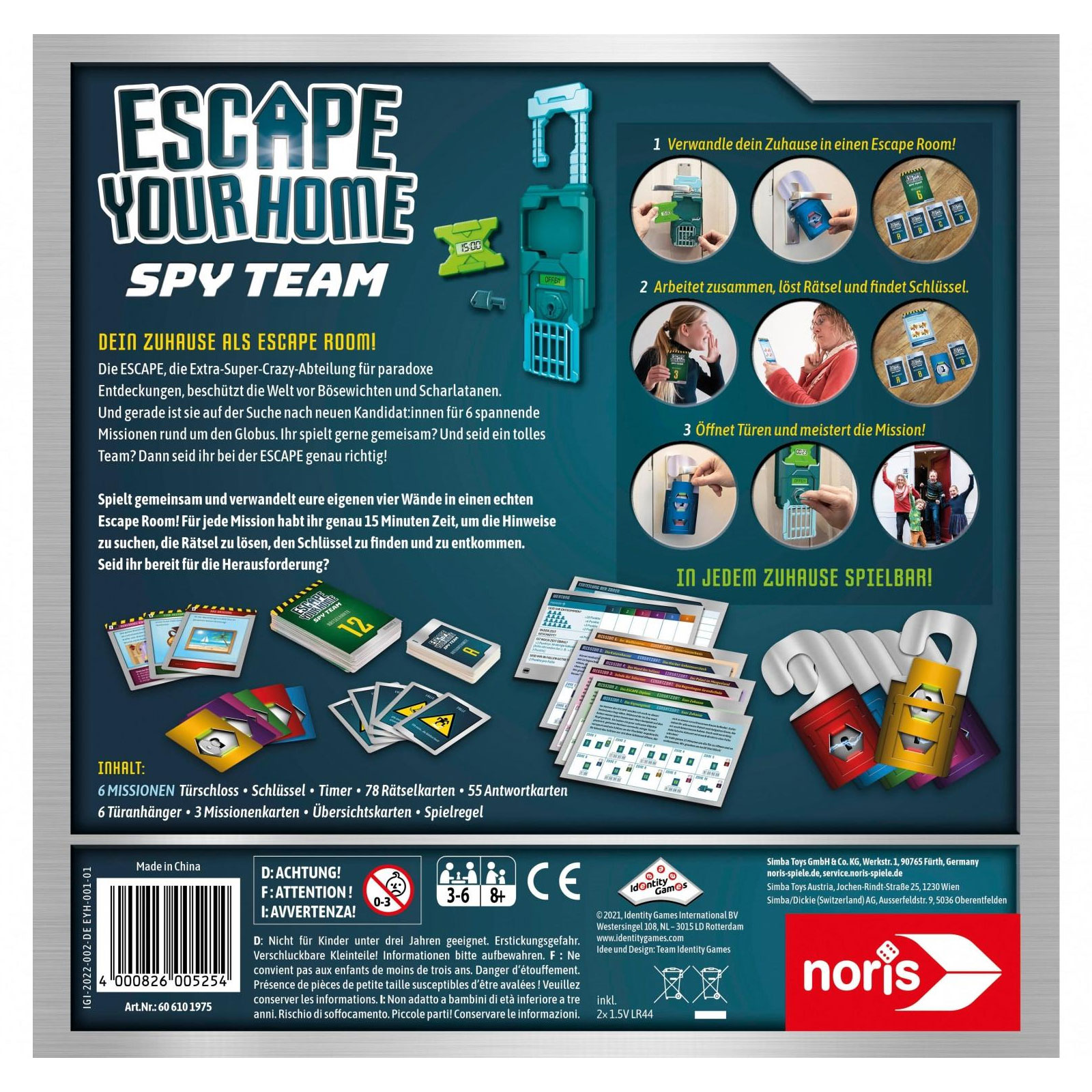 noris Brettspiel Escape your Home (ab 8 Jahre, 3 - 6 Spieler, 15 min)
