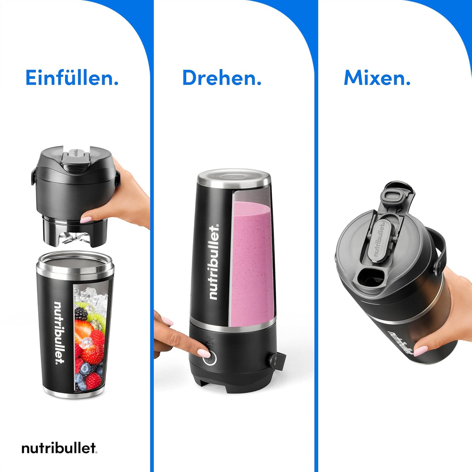 nutribullet NBP016B FLIP Smoothie Maker Schwarz Standmixer