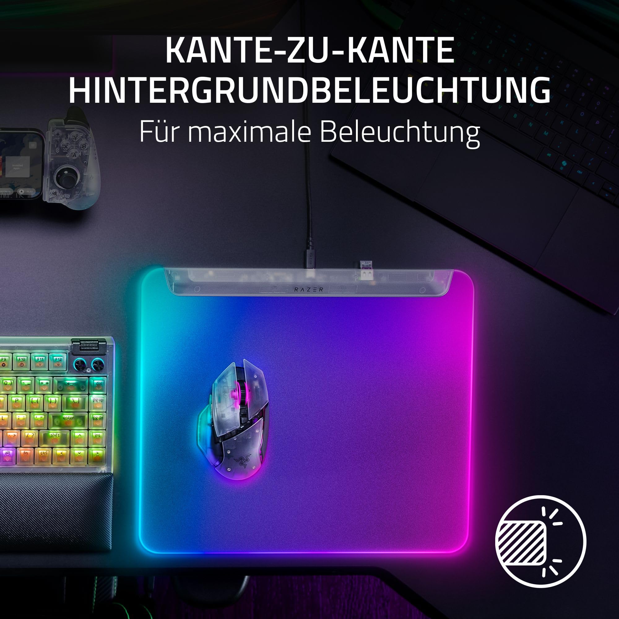 Razer Firefly V2 Pro Phantom White - Voll beleuchtete Gaming-Mausmatte
