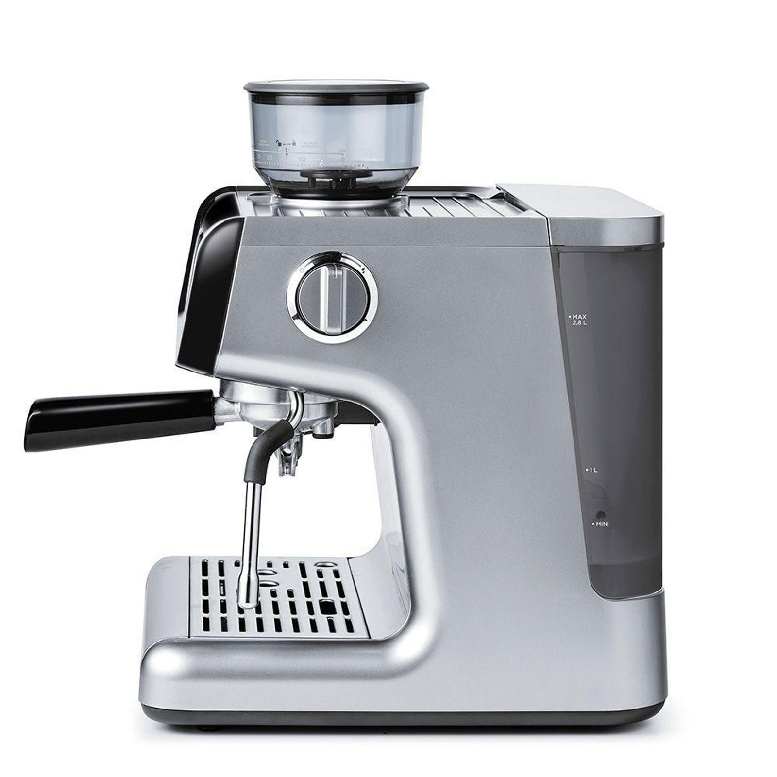 Polti Coffea G50S Siebträger-Espressomaschine (15 bar, 1600 Watt, Barista, Touchpanel, Edelstahl-Tamper, 30 Mahlgrade, 2,8 Liter Wassertank, Doppel-Ausgabe)