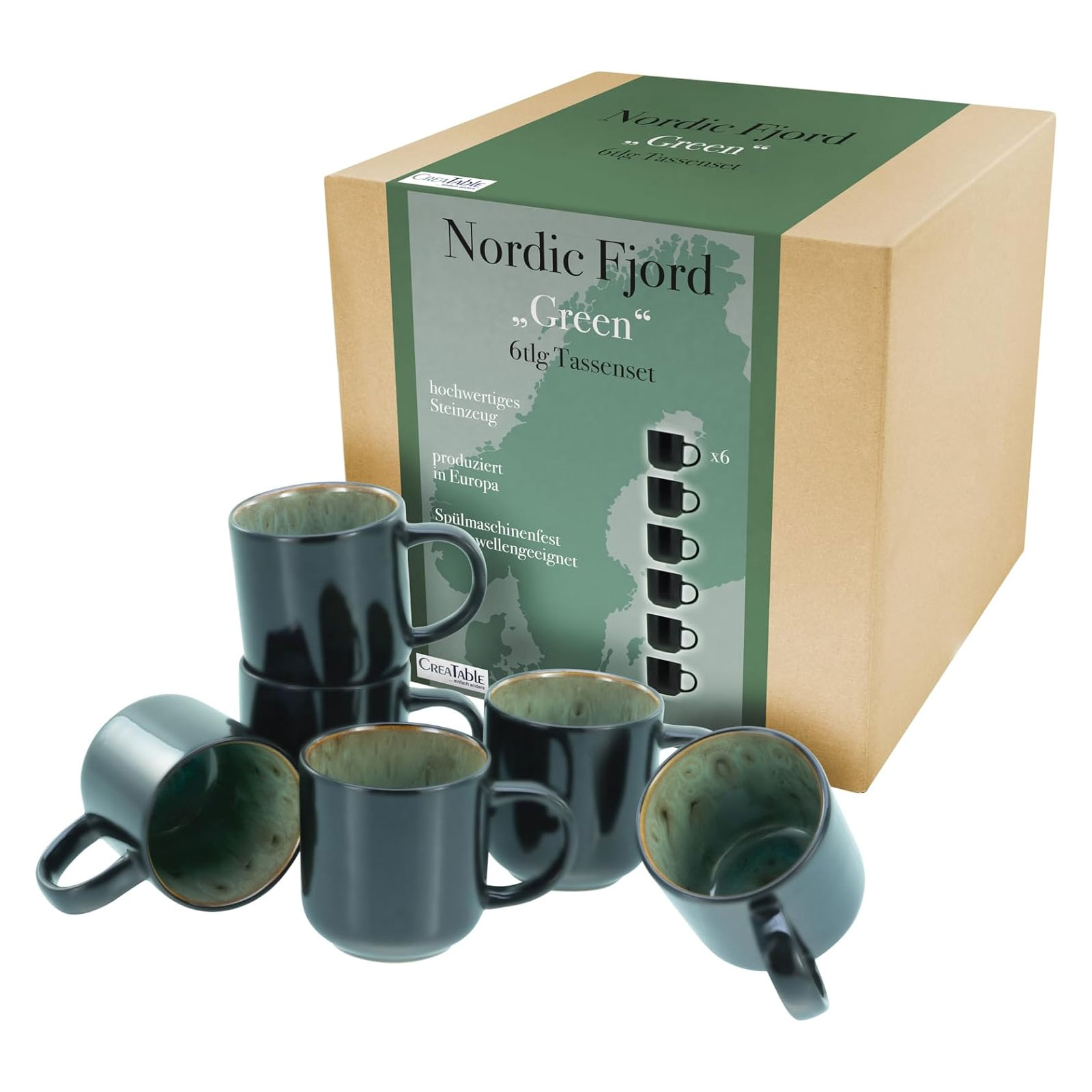 CreaTable Nordic Fjord 21558 Kaffeebecher Set, 6-teilig