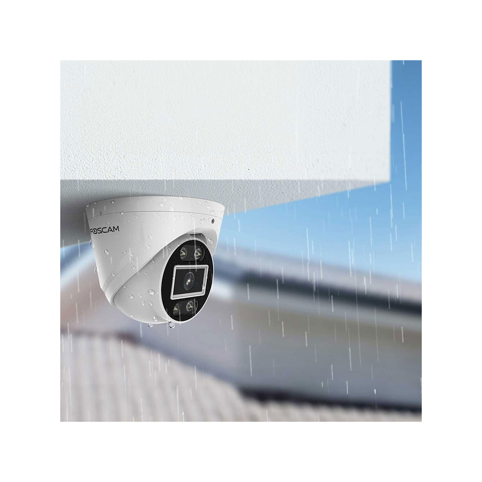 Foscam T8EP, 8 MP PoE-Überwachungskamera mit integriertem Scheinwerfer und Alarmsirene, Schwarz