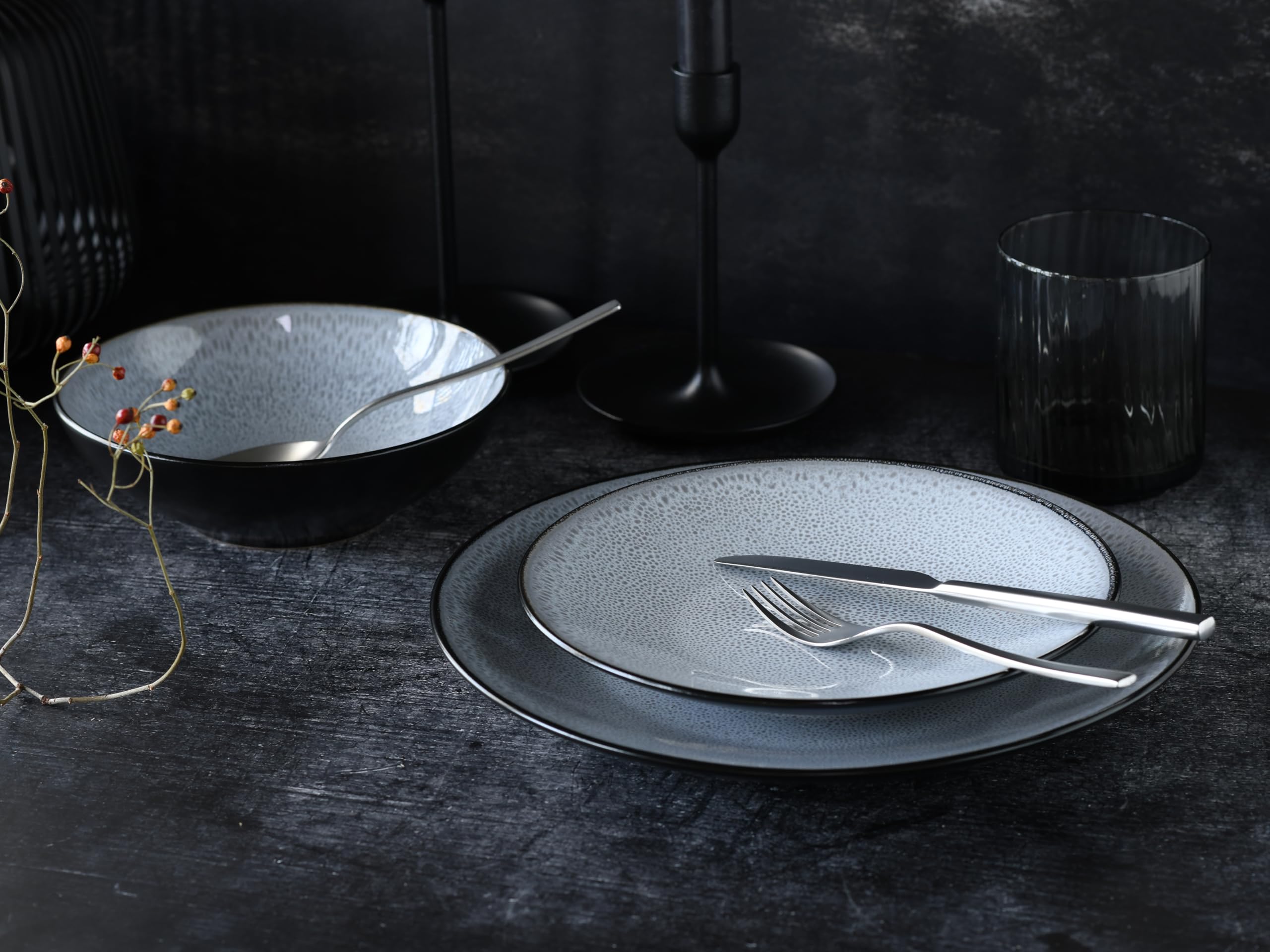 CreaTable 23963 Teller Set Serie Malmö 12-tlg Geschirrset 4 Personen