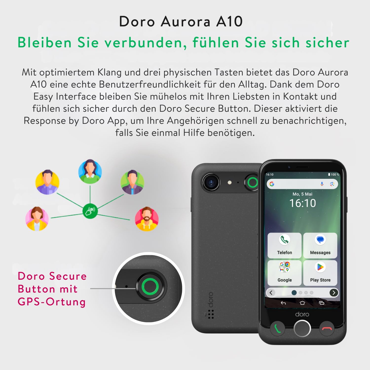 Doro - Aurora A10 Mobiltelefon - Senioren-Smartphone