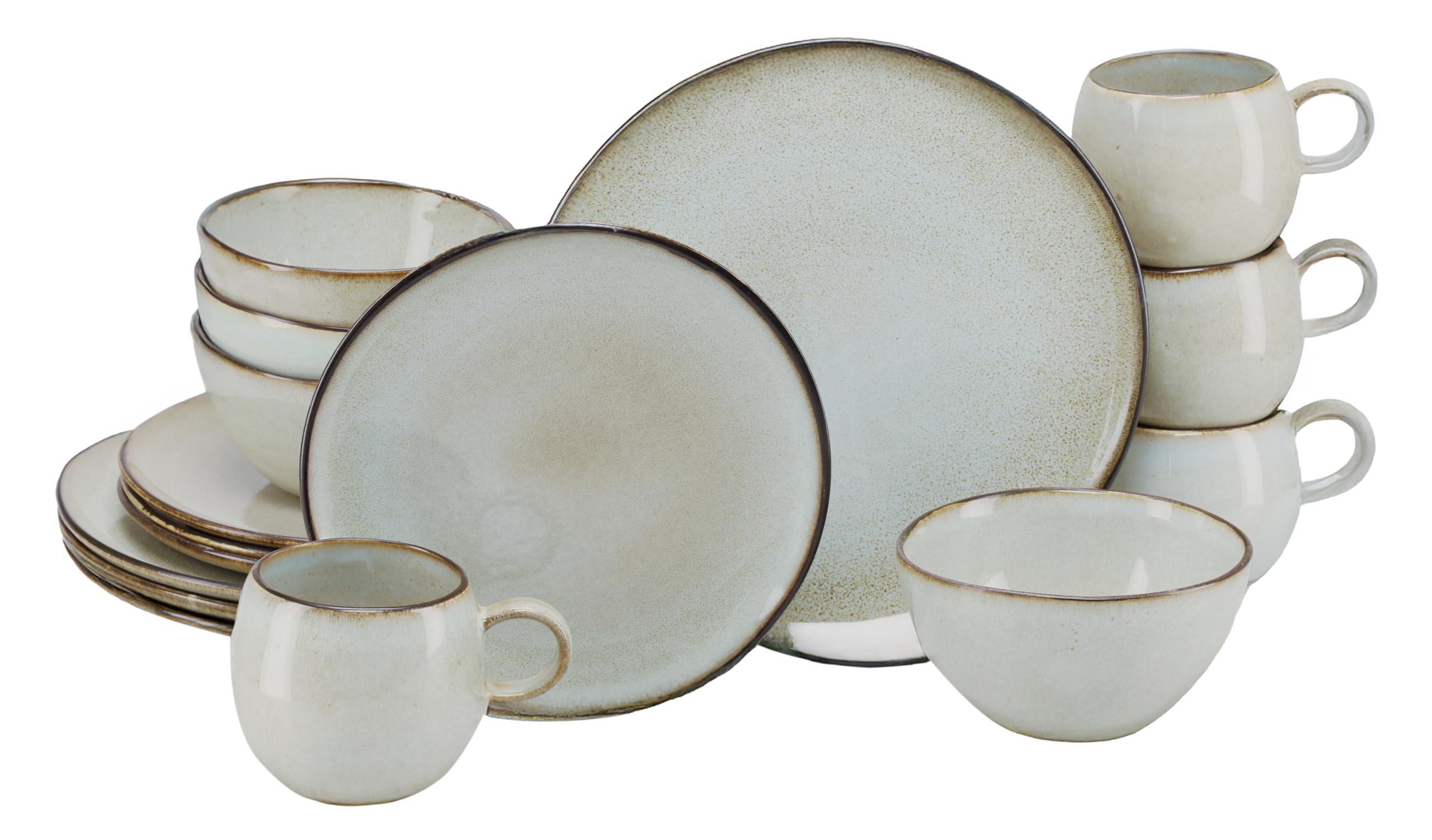 CreaTable, 25071, Serie Stone Town Grey, 16-teiliges Geschirrset für 4 Personen
