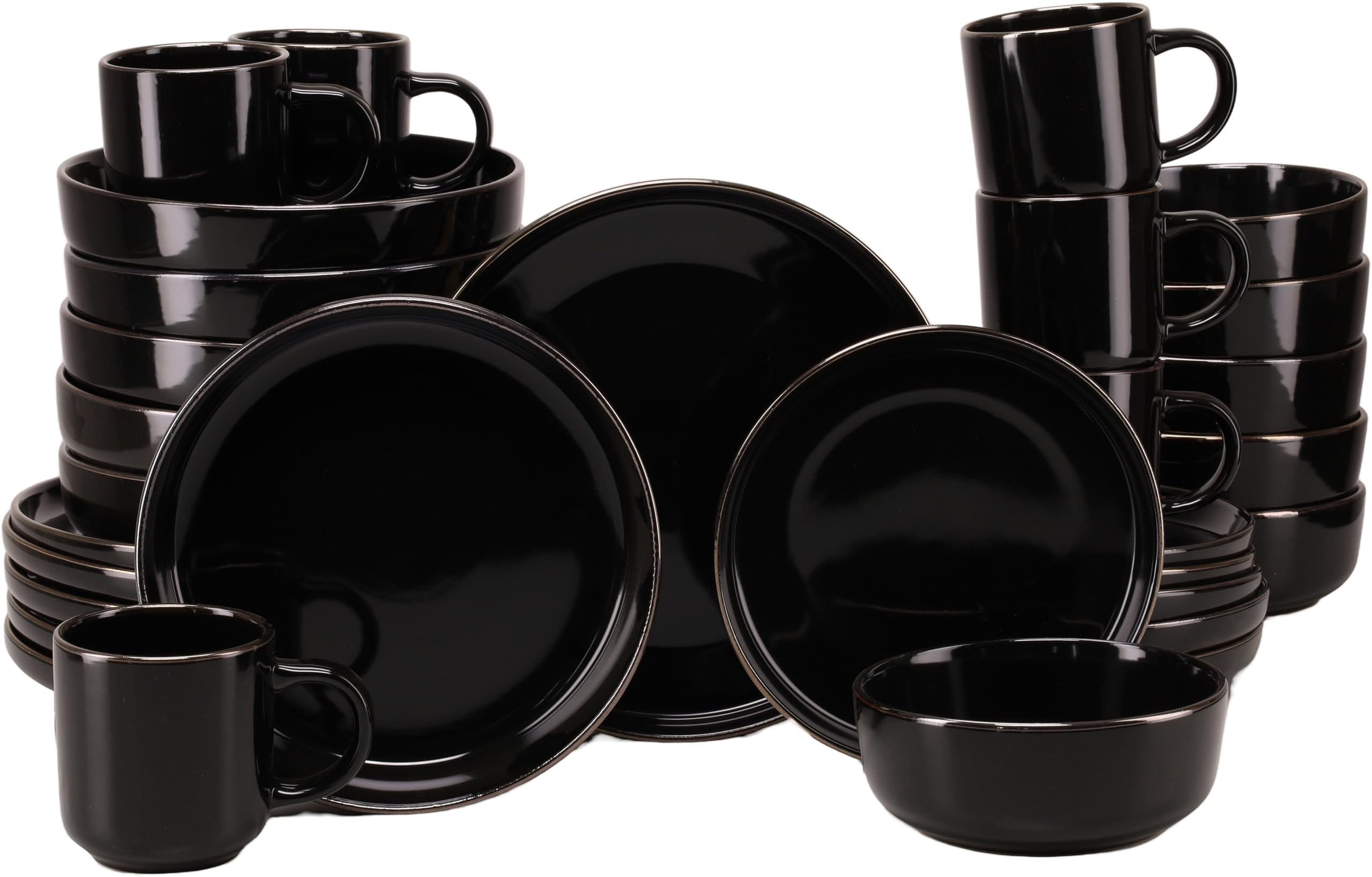 CreaTable 24786 Kombiservice Serie Nordic Festive Schwarz, 30-tlg. 6 Personen