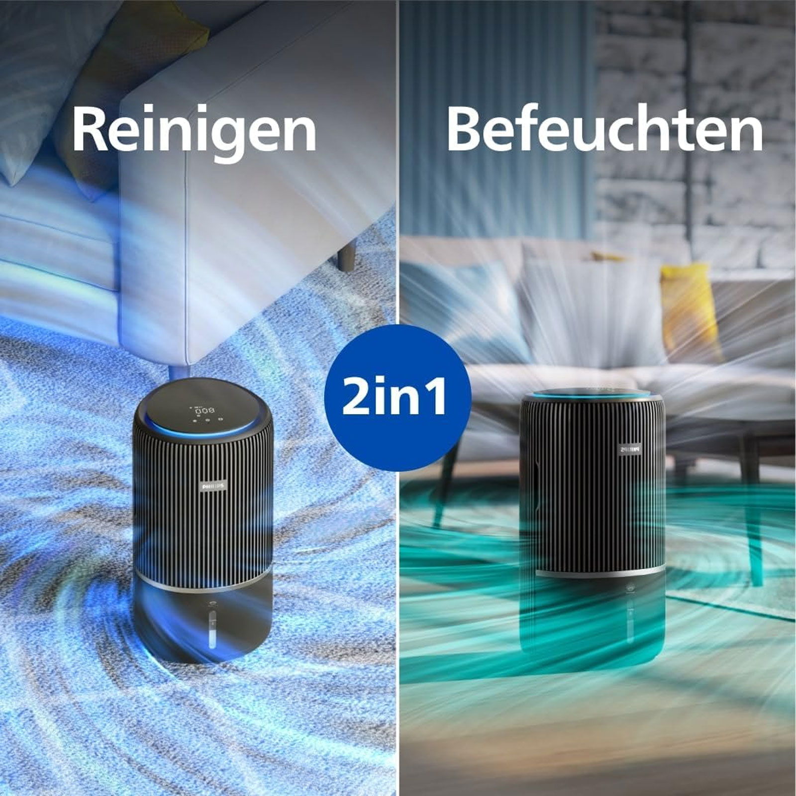 Philips AC3421/13 PureProtect Water 3400 Series Intelligenter 2-in-1-Luftreiniger und -befeuchter
