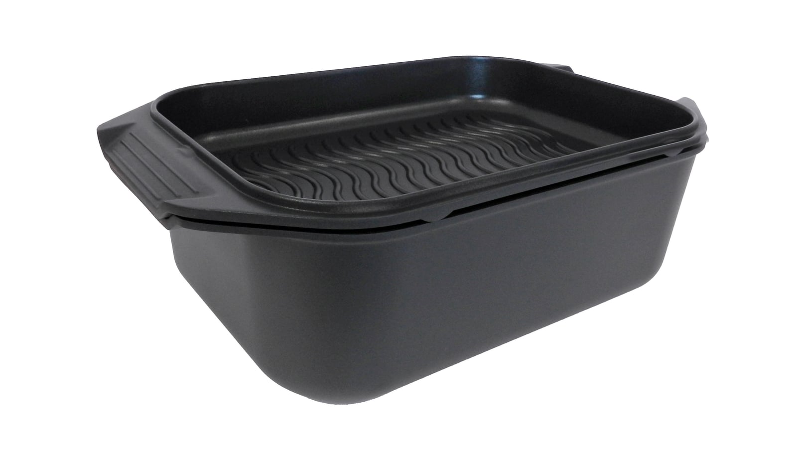 ELO Alugussbräter Karree 46 x 26 cm mit Grilldeckel ELODur Select schwarz matt