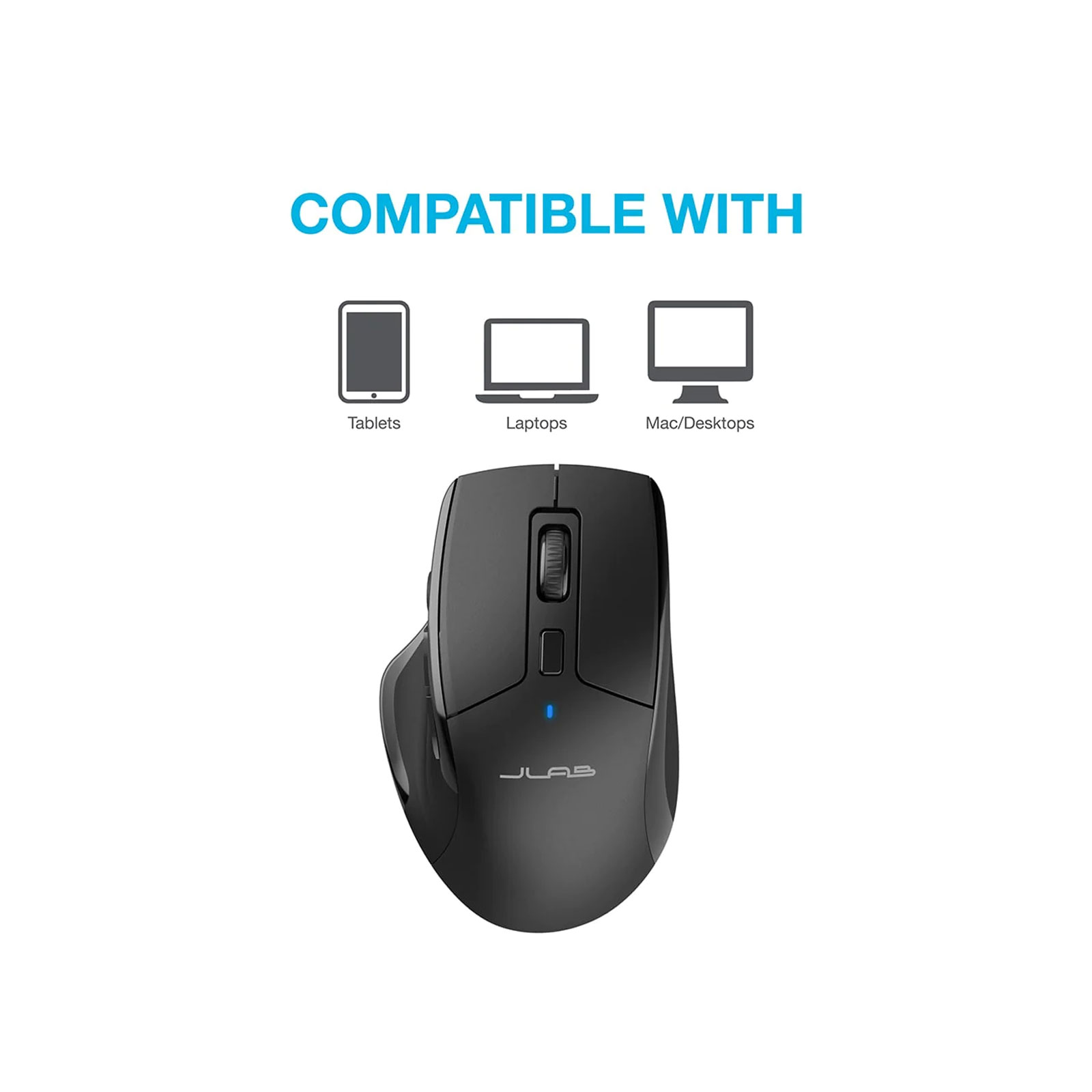 JLab JBuds Mouse Schwarz Funkmaus Bluetooth und 2,4 GHZ Dongle Ergonomisch