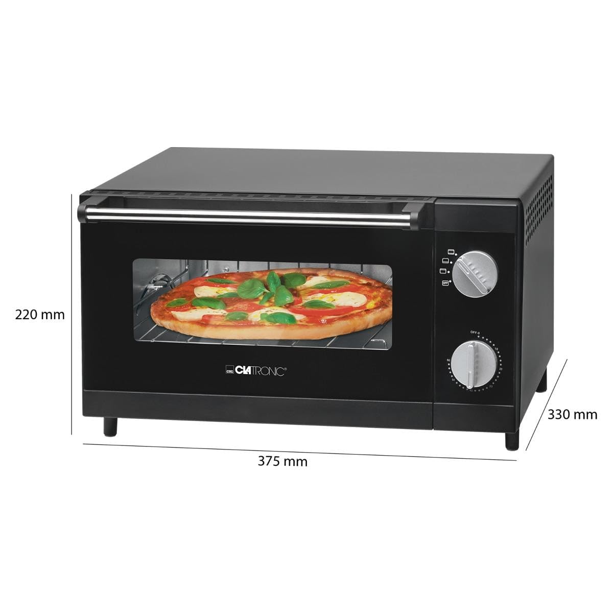 Clatronic Pizzaofen, 12 Liter Backraum, Minibackofen