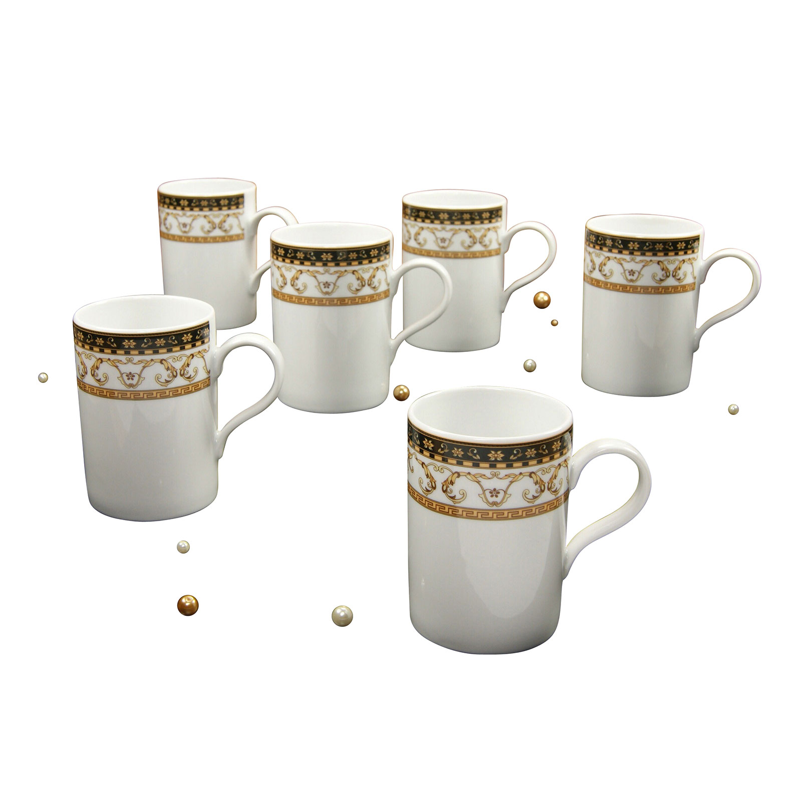 CreaTable, 15087, Serie Majestosa schwarz, Geschirrset Kaffeebecher Set 30 cl 6 teilig