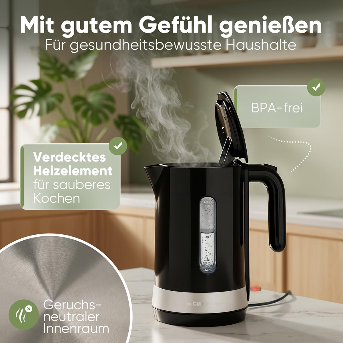 CLATRONIC WK 3840 Wasserkocher (1,8 Liter, 2200 W)