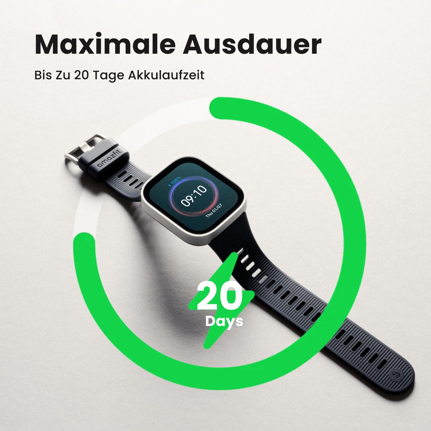 Amazfit Bip Max 50mm Smartwatch, 2.07" AMOLED-Display