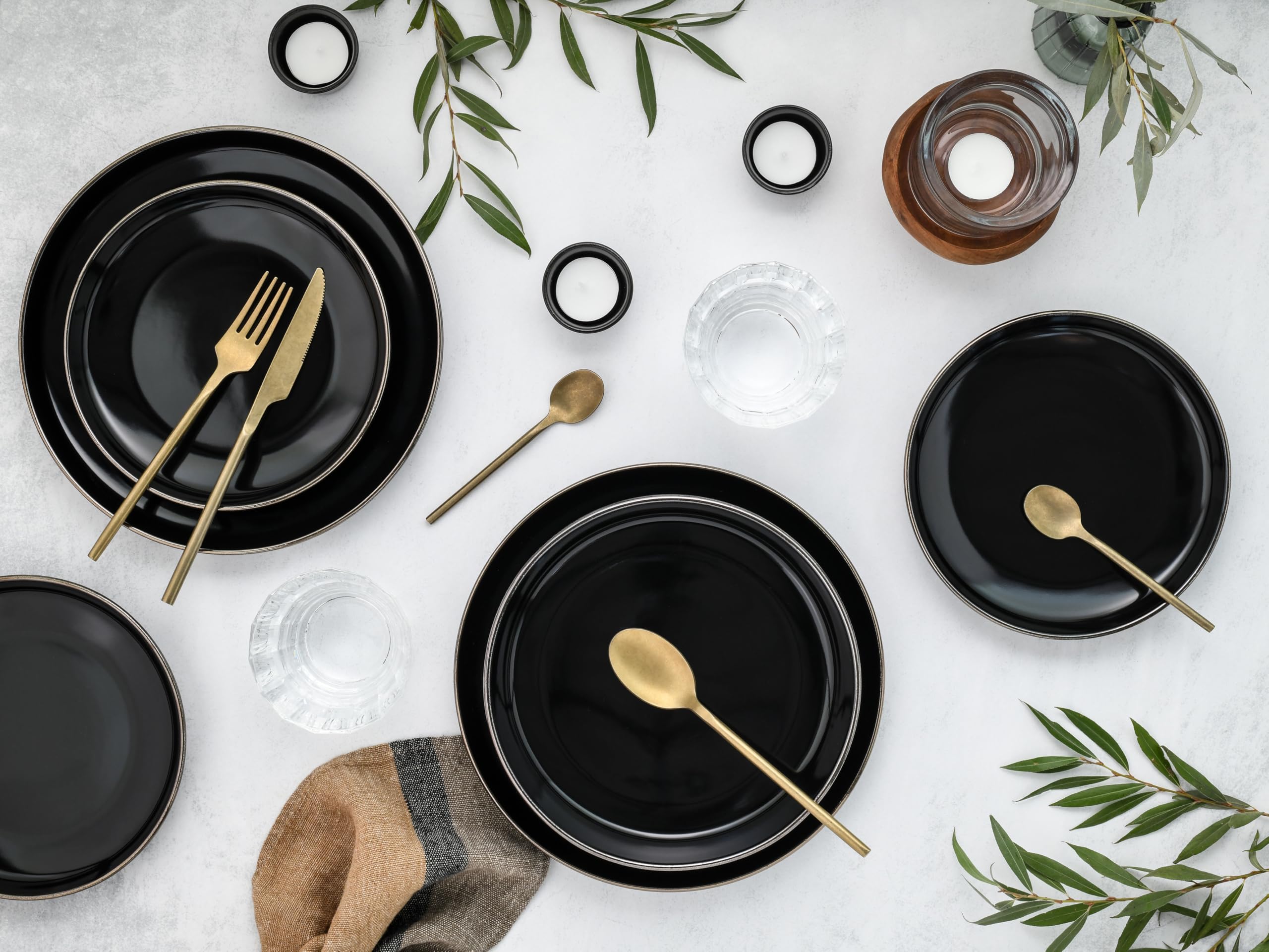 CreaTable 24784 Teller Set Serie Nordic Festive Schwarz 18-tlg. 6 Personen