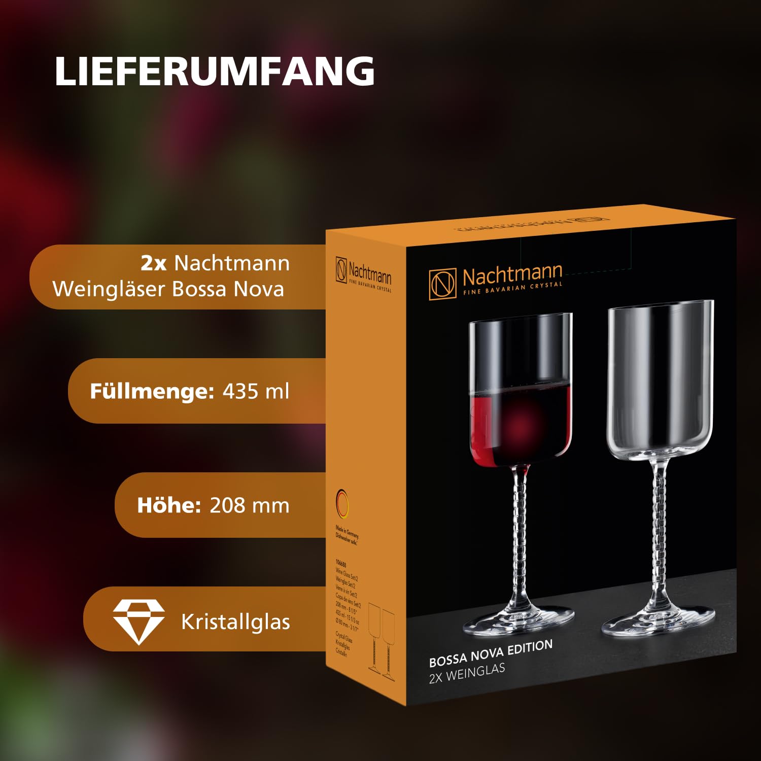Nachtmann Weingläser Bossa Nova, 2er-Set für Wein & Aperitifs Kristallglas