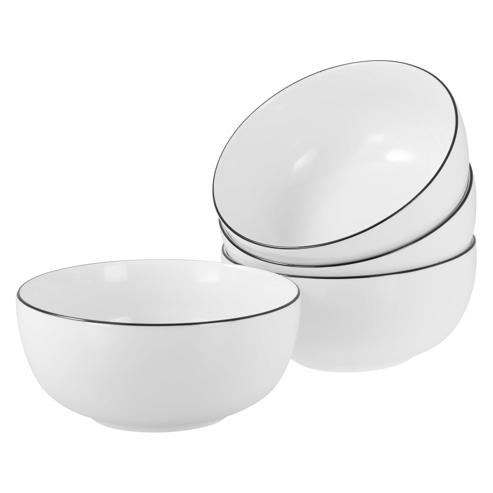 CreaTable, 22557, Serie Allround Black Line, 4-teiliges Geschirrset, Buddha Bowl Set aus Porzellan, spülmaschinen- und mikrowellengeeignet, Made in Europe