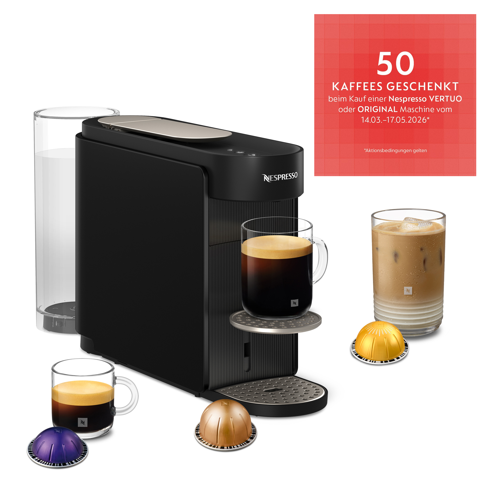 Nespresso Krups VERTUO Up Kaffeekapselmaschine Kapselmaschine Ink Black, XN9408