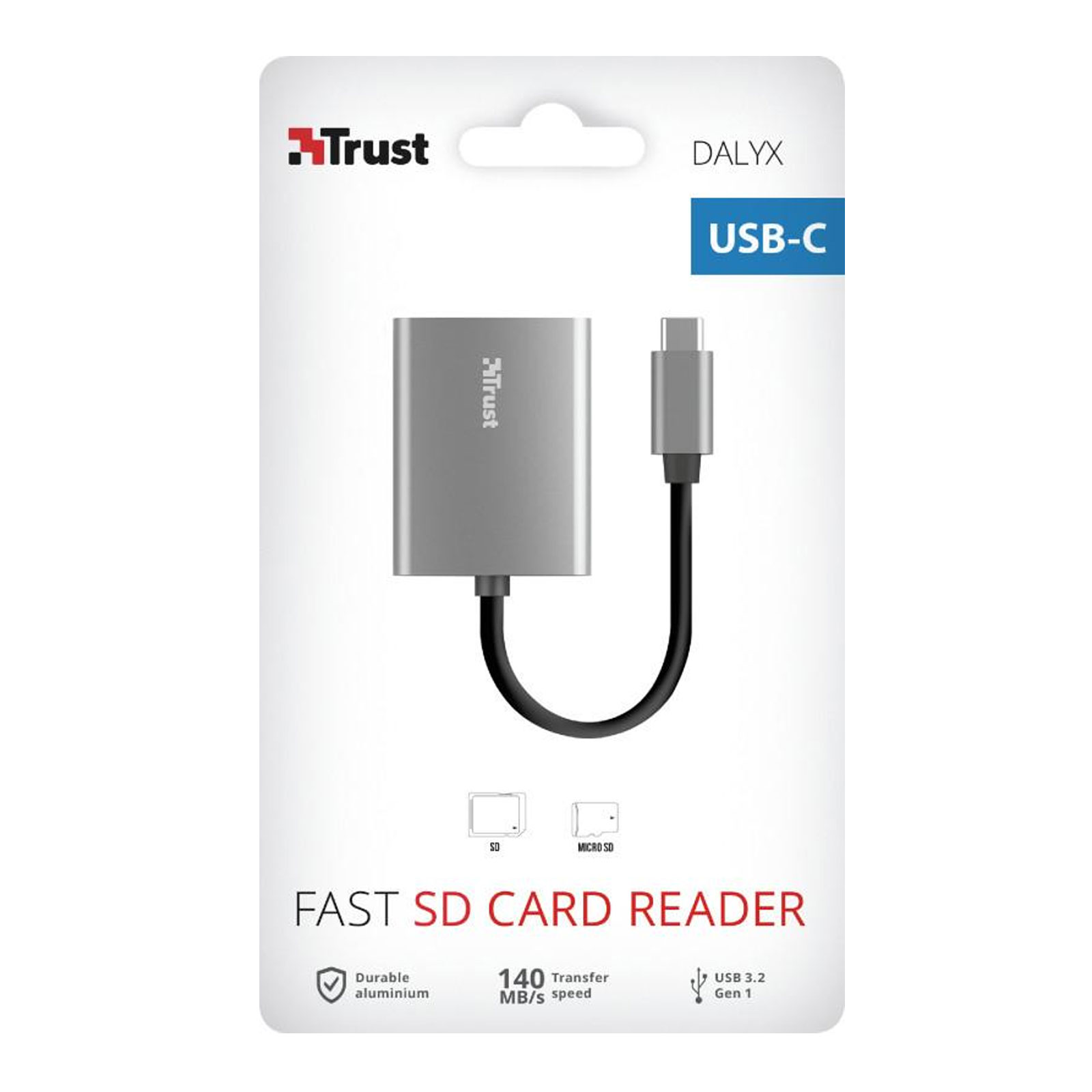 Trust Dalyx Kartenlesegerät USB-Anschluss 3.2 Gen. 1 mit Anschlusstyp C