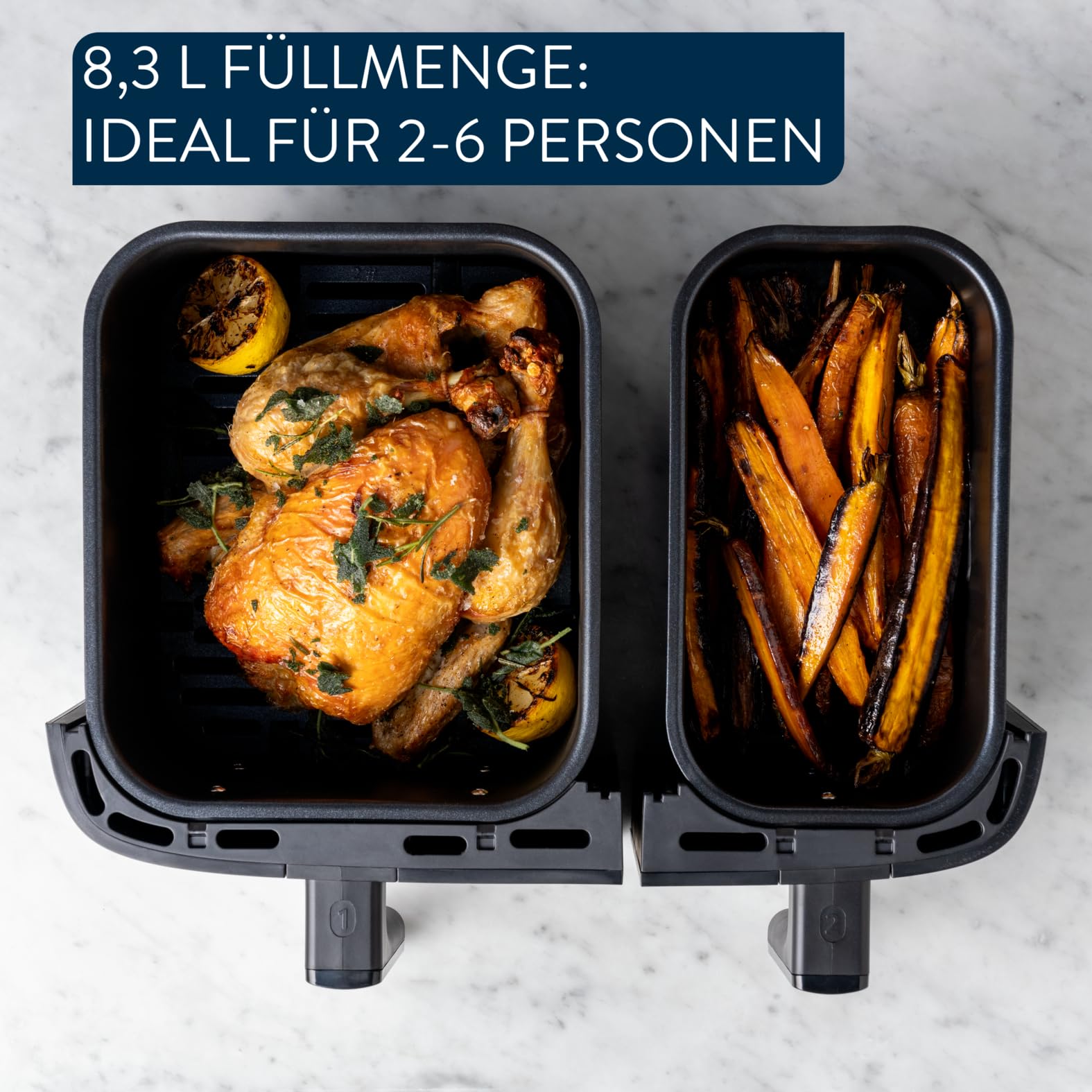 TEFAL EY90JD Jamie Oliver Doppel-Heißluftfritteuse 8,3 l Füllmenge