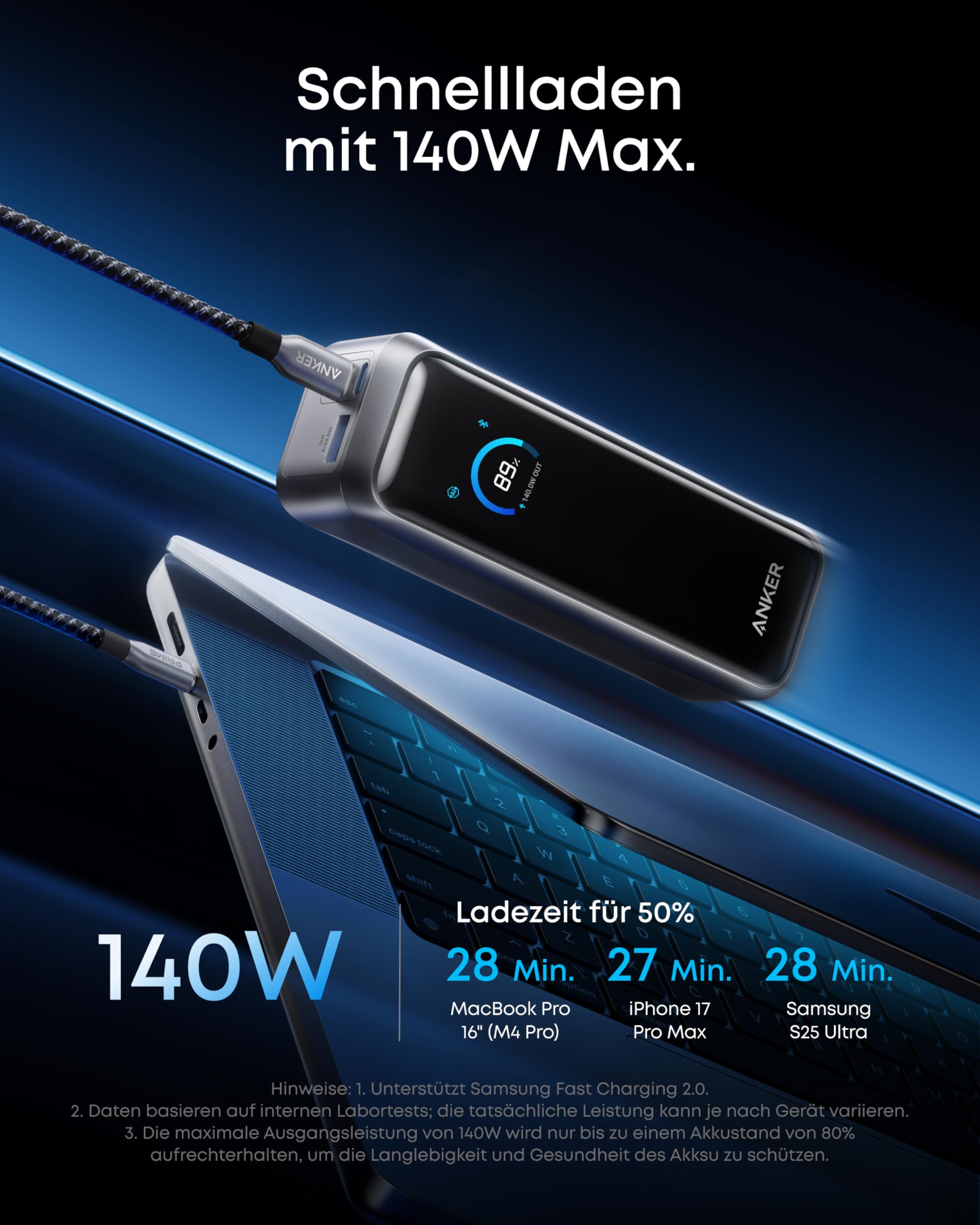 Anker Prime Powerbank 20100mAh tragbares Ladegerät