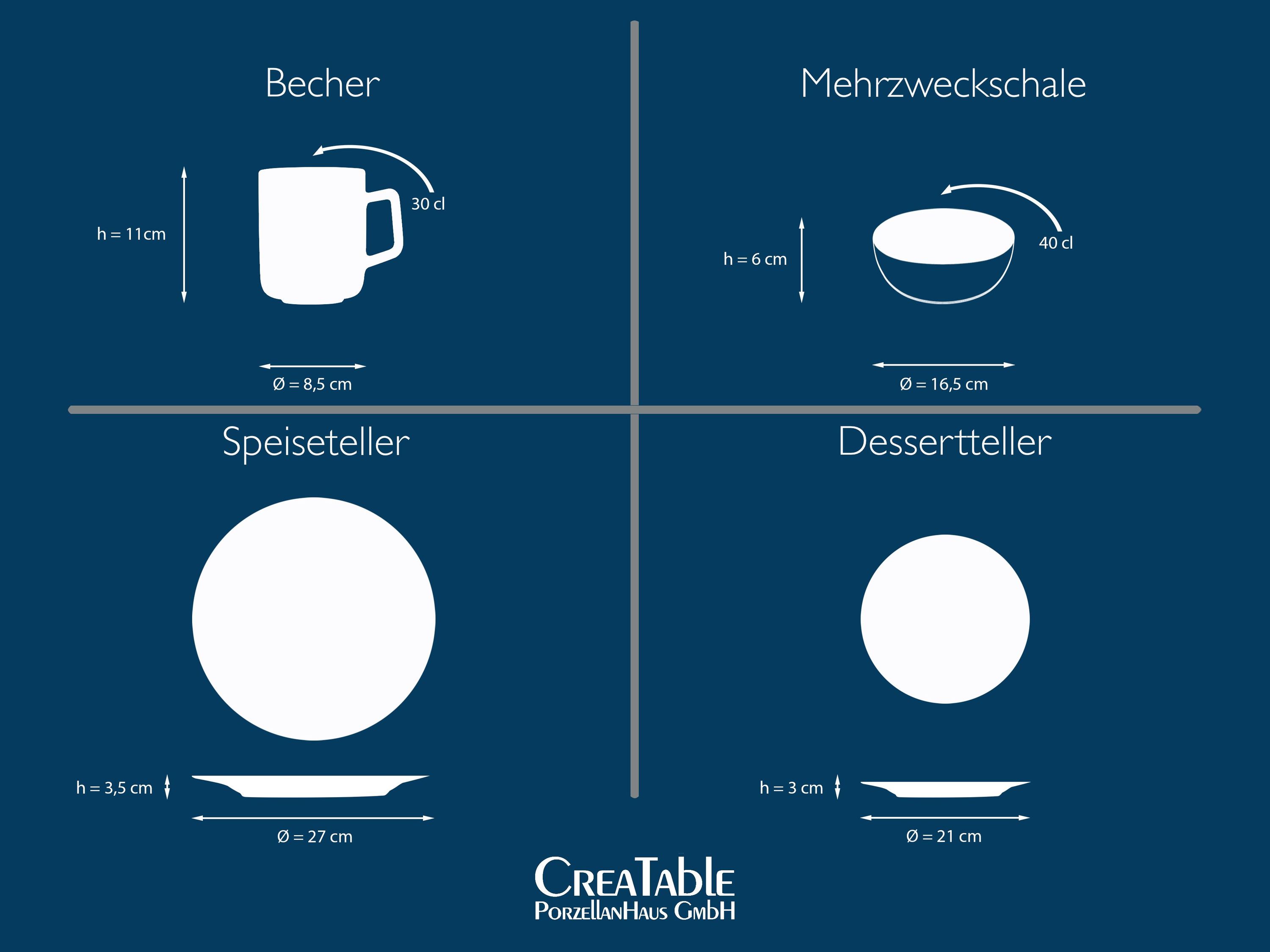 CreaTable, 25863, Serie Caldera Grün, Geschirrset, Kombiservice 8 teilig