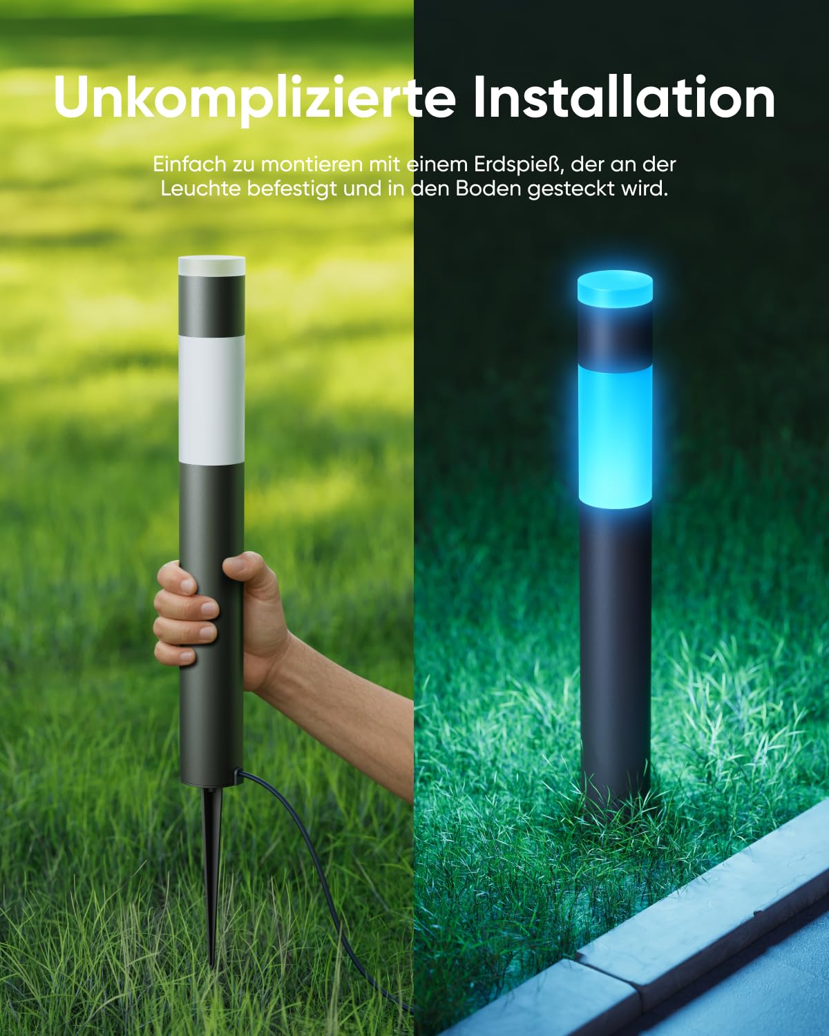 eufy Außen-Wegeleuchten E10, 4er-Pack, Smarte Verkabelte RGBWW LED Leuchten