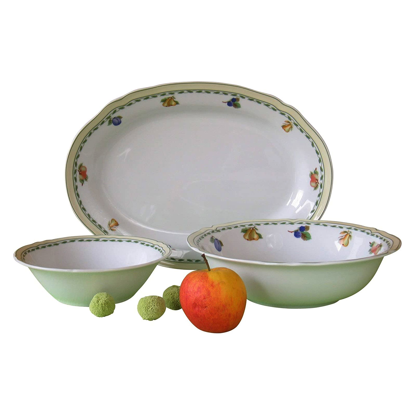 Alba Obst Servierset 2 Schüssel 1 Platte 3 tlg Porzellan CreaTable 13126 Alba Obst Servierset 2 Schüssel 1 Platte 3 tlg Porzellan CreaTable 13126