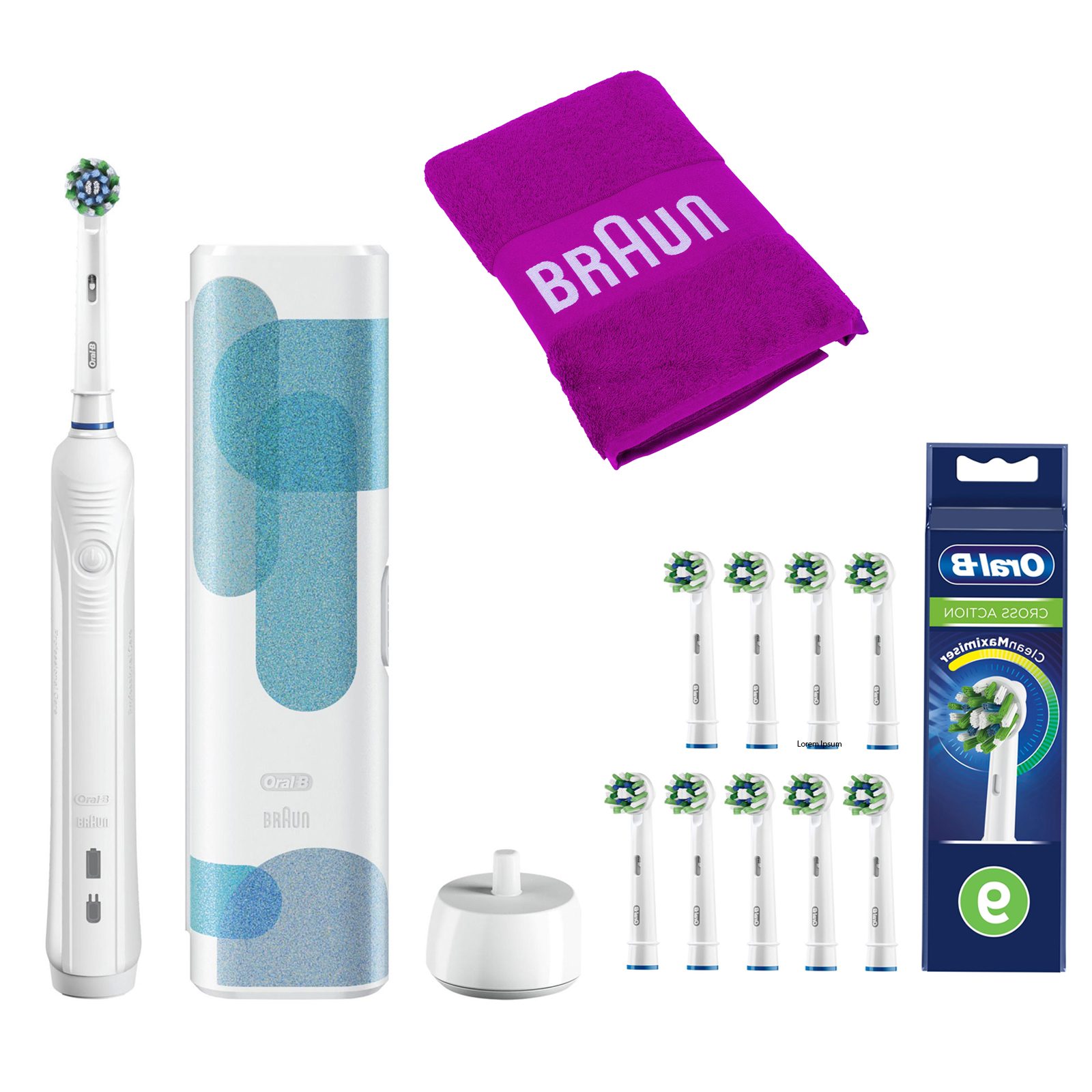 Oral-B Pro 1 Clean Weiß Zahnbürste inkl. CrossAction Aufsteckbürsten