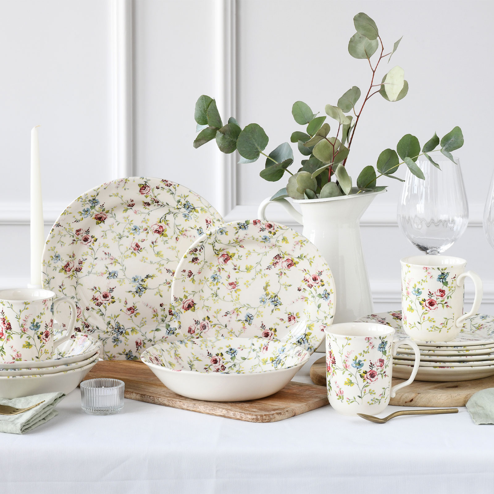 CreaTable, 22906, Serie Rose Garden, Geschirrset, Kombiservice 16 teilig