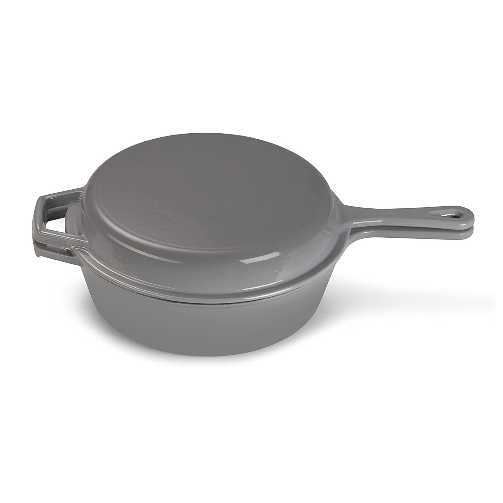 Echtwerk Schmortopf Grillpfanne 2-in-1 Set, Gusseisen Bräter mit Deckel, Gusseisentopf mit Emaille-Beschichtung BBQ Induktion Grau, 2,5 L Echtwerk Schmortopf Grillpfanne 2-in-1 Set, Gusseisen Bräter mit Deckel, Gusseisentopf mit Emaille-Beschichtung BBQ Induktion Grau, 2,5 L