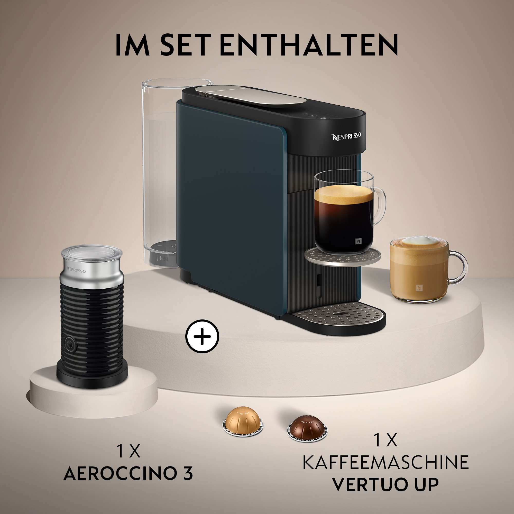 Nespresso Krups VERTUO Up Ocean Blue XN9404 inkl. Aeroccino 3 Milchaufschäumer