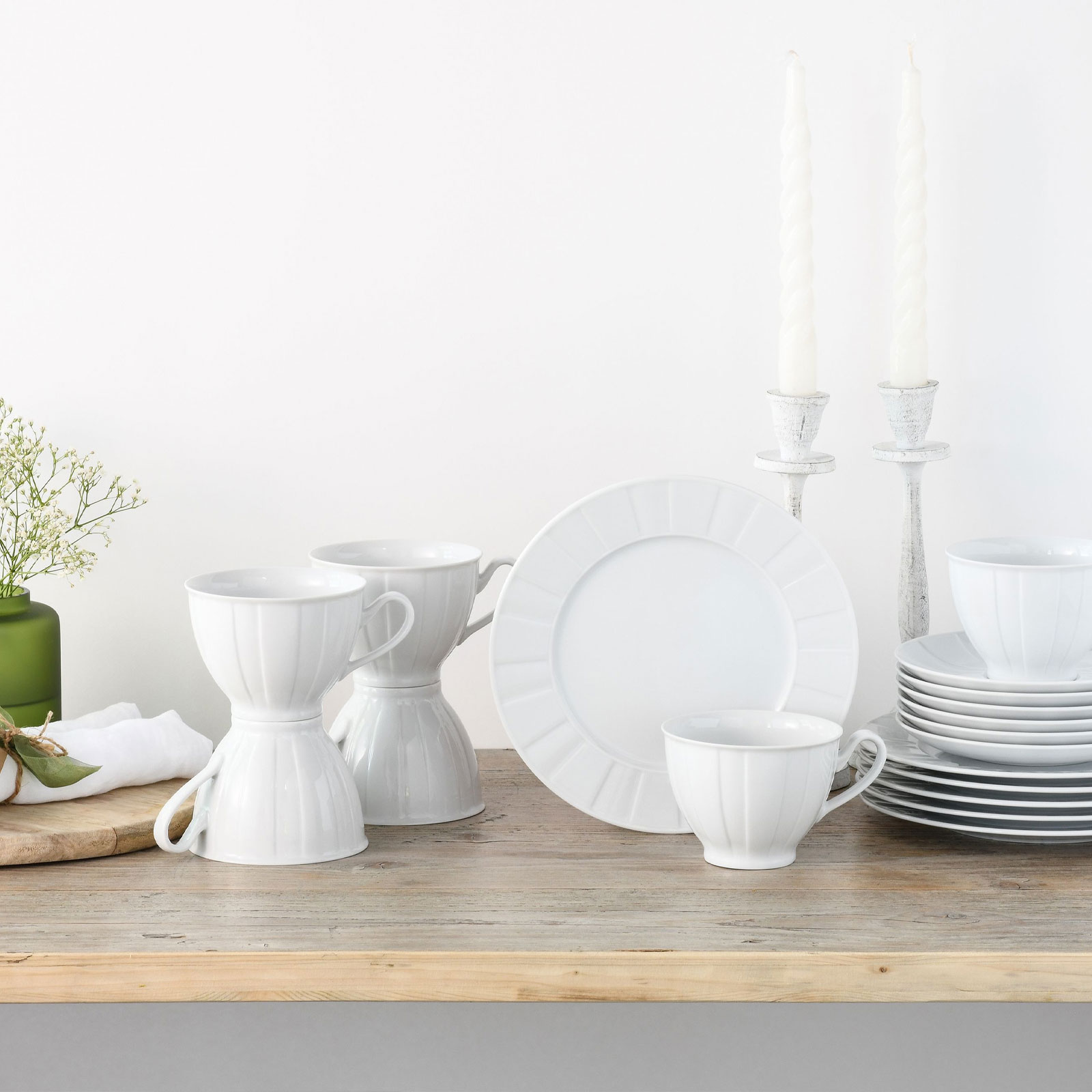 CreaTable Barcelona 17607 Kaffeeservice aus Porzellan, 18-teilig