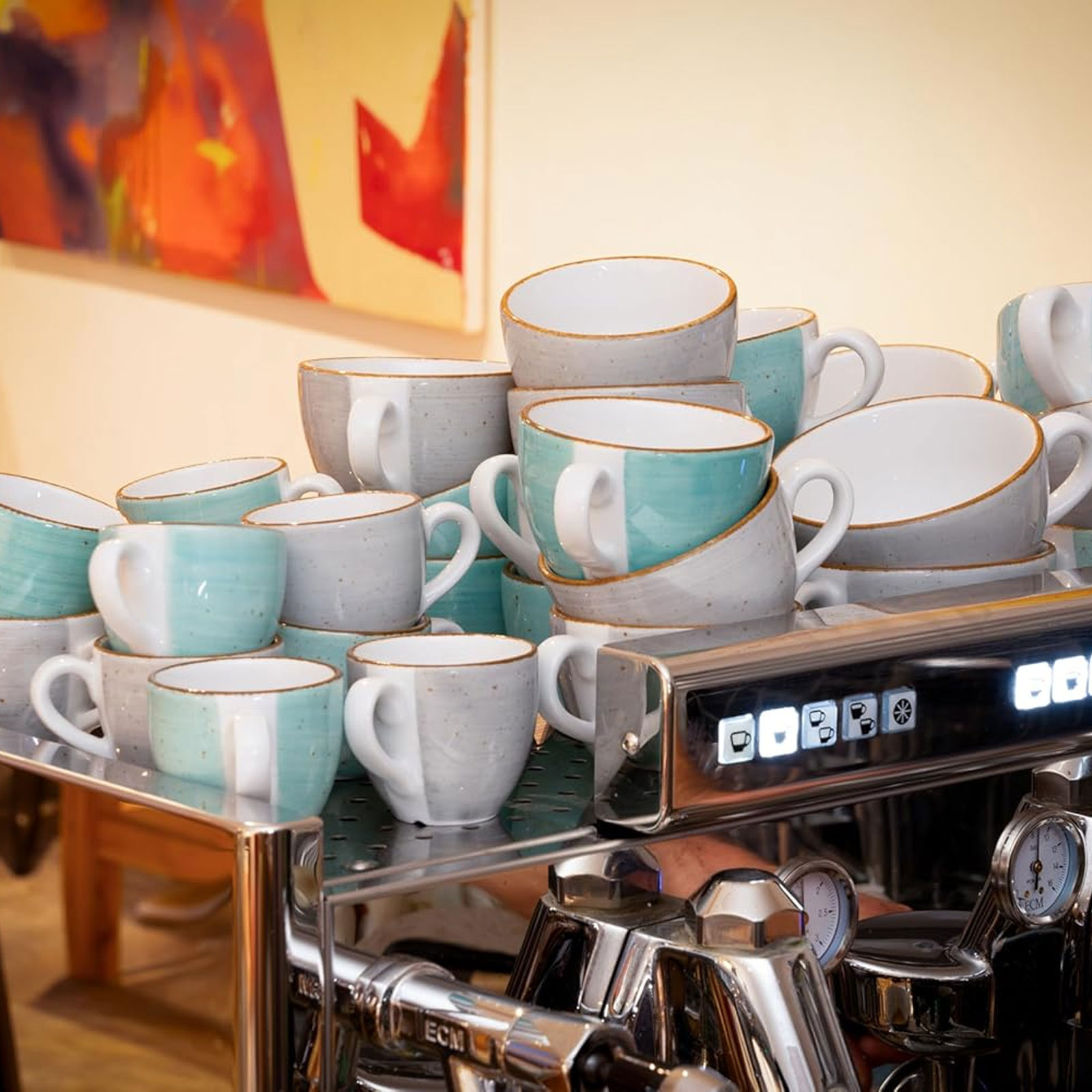 CreaTable, 34042, Serie Vintage Nature Aqua, 8-teiliges Geschirrset, Kaffeetassen Set  aus Porzellan, spülmaschinen- und mikrowellengeeignet, Made in Europe