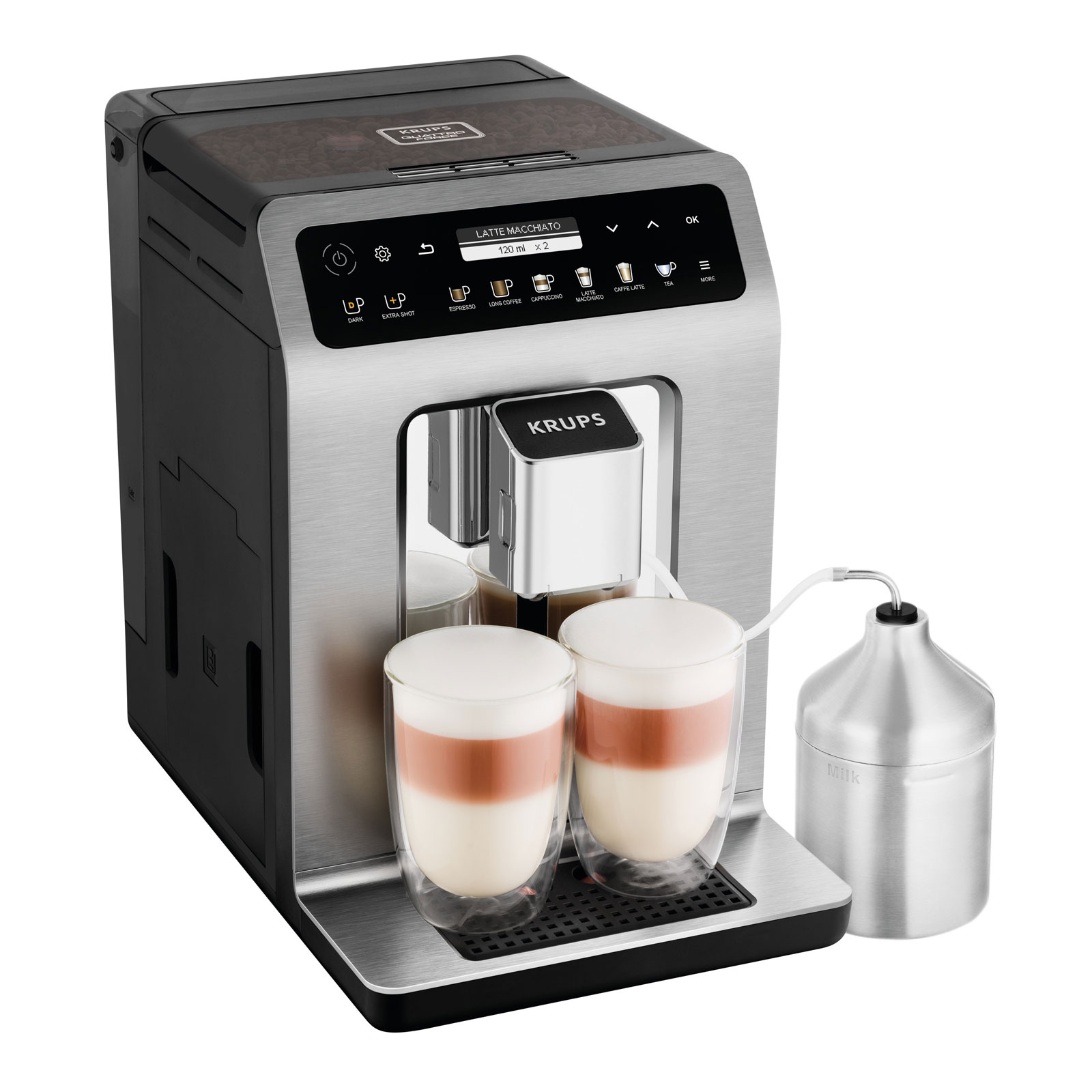 Krups EA 894T EVIDENCE PLUS One-Touch-Cappuccino Kaffeevollautomat Titan-Metallic
