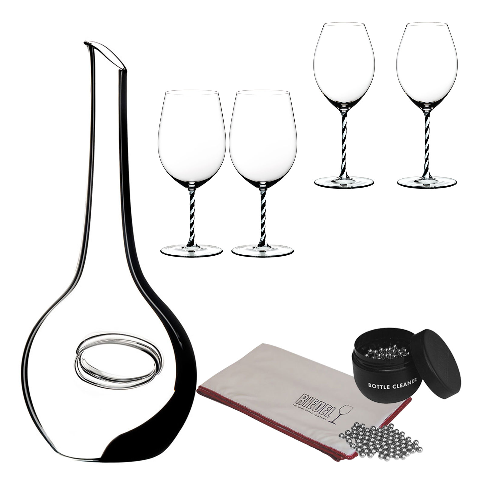 Riedel Dekanter Black Occhio Nero + 2 Riedel Fatto A Mano Bordeaux Grand Cru Black + 2 Riedel Fato O Mano Old World Syrah Black inkl. Riedel Glas Reinigungskugeln Ridel Microfaser Poliertuch Riedel Dekanter Black Occhio Nero + 2 Riedel Fatto A Mano Bordeaux Grand Cru Black + 2 Riedel Fato O Mano Old World Syrah Black inkl. Riedel Glas Reinigungskugeln Ridel Microfaser Poliertuch