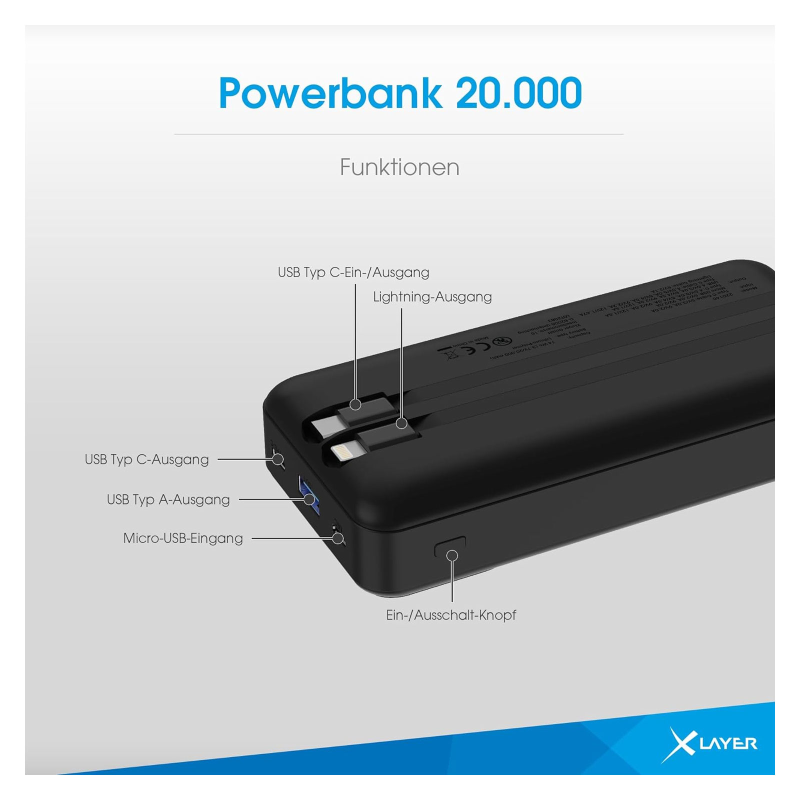 XLayer 20.000-mAh Power Delivery, schwarz Powerbank XLayer 20.000-mAh Power Delivery, schwarz Powerbank