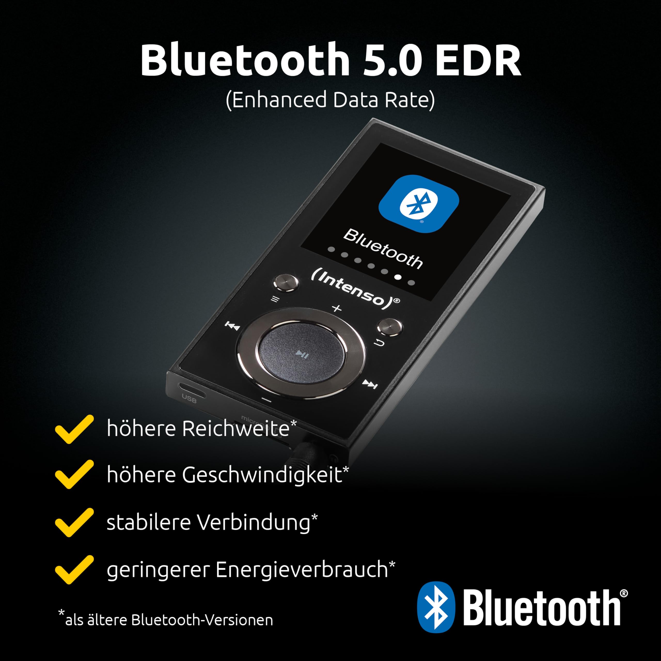Intenso Video Scooter BT MP3 Player mit Bluetooth 5.0, 1,8 Zoll Farbdisplay