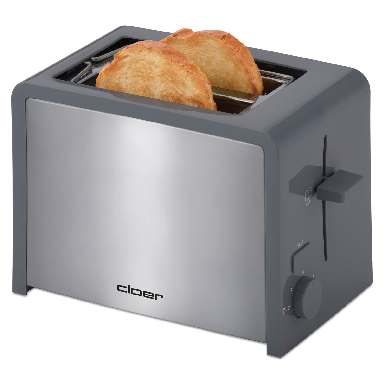 CLOER 3215 London Doppelschlitz-Toaster Edelstahl/Dunkelgrau