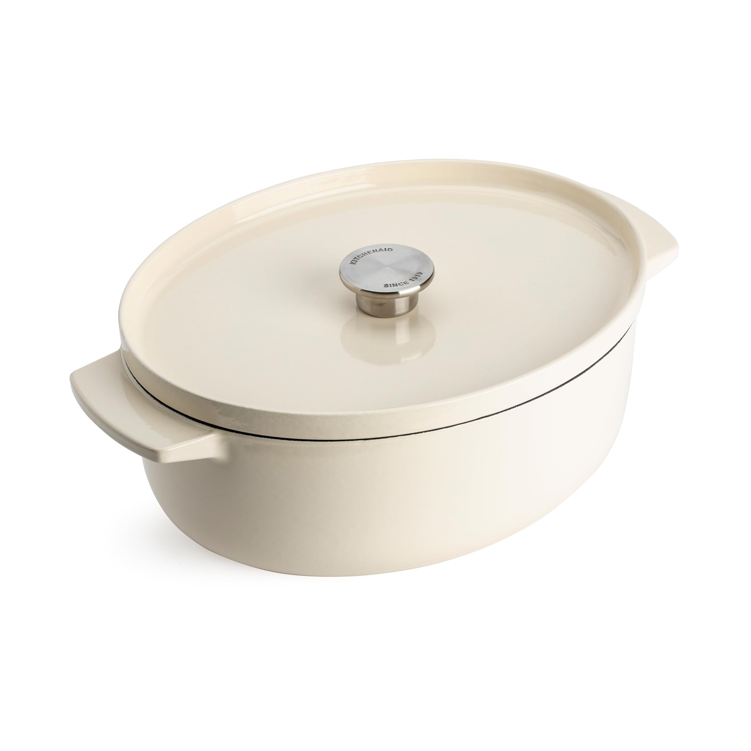 KitchenAid CC006062-001 Bräter mit Deckel - Oval 30cm Creme