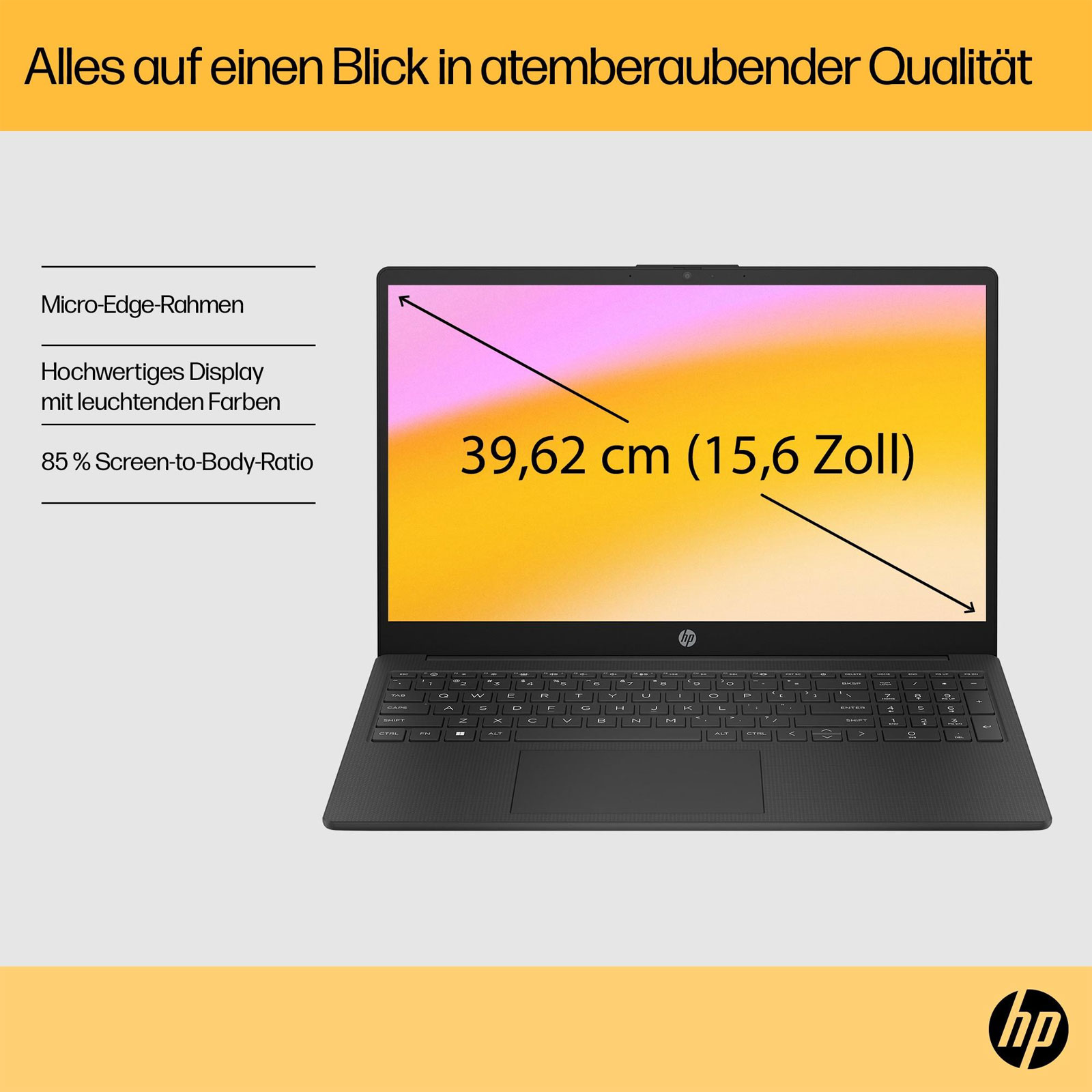 HP 15-fc0655ng, Silber, 15,6 Zoll, Full HD, AMD Ryzen 5 7520U, 16 GB, 1 TB M.2 SSD, Win11 Home