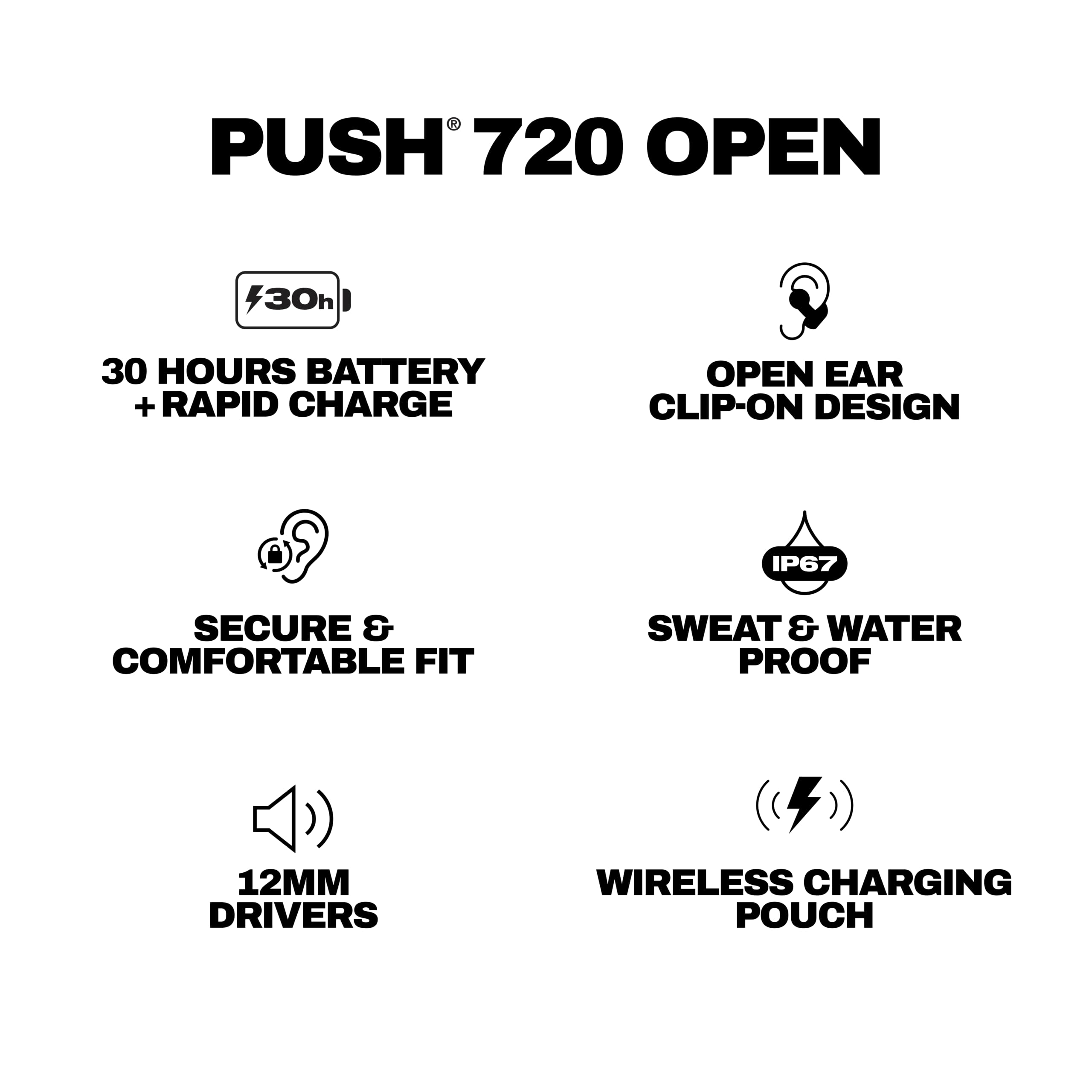 Skullcandy Push 720 Open Drahtlose Bluetooth Open-Ear-Ohrhörer