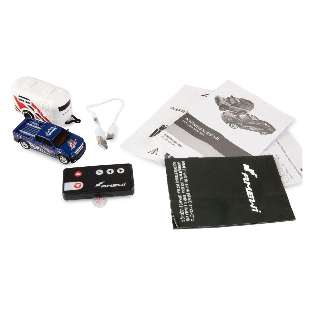 Amewi RC Pickup Die Cast mit Wohnwagen 1:64 RTR